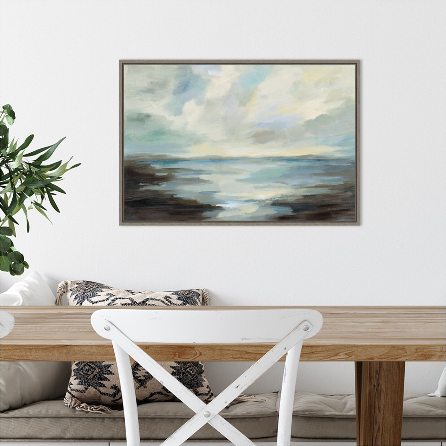 Northern Lagoon by Silvia Vassileva 23-in. W x 16-in. H. Canvas Wall Art Print Framed in Grey