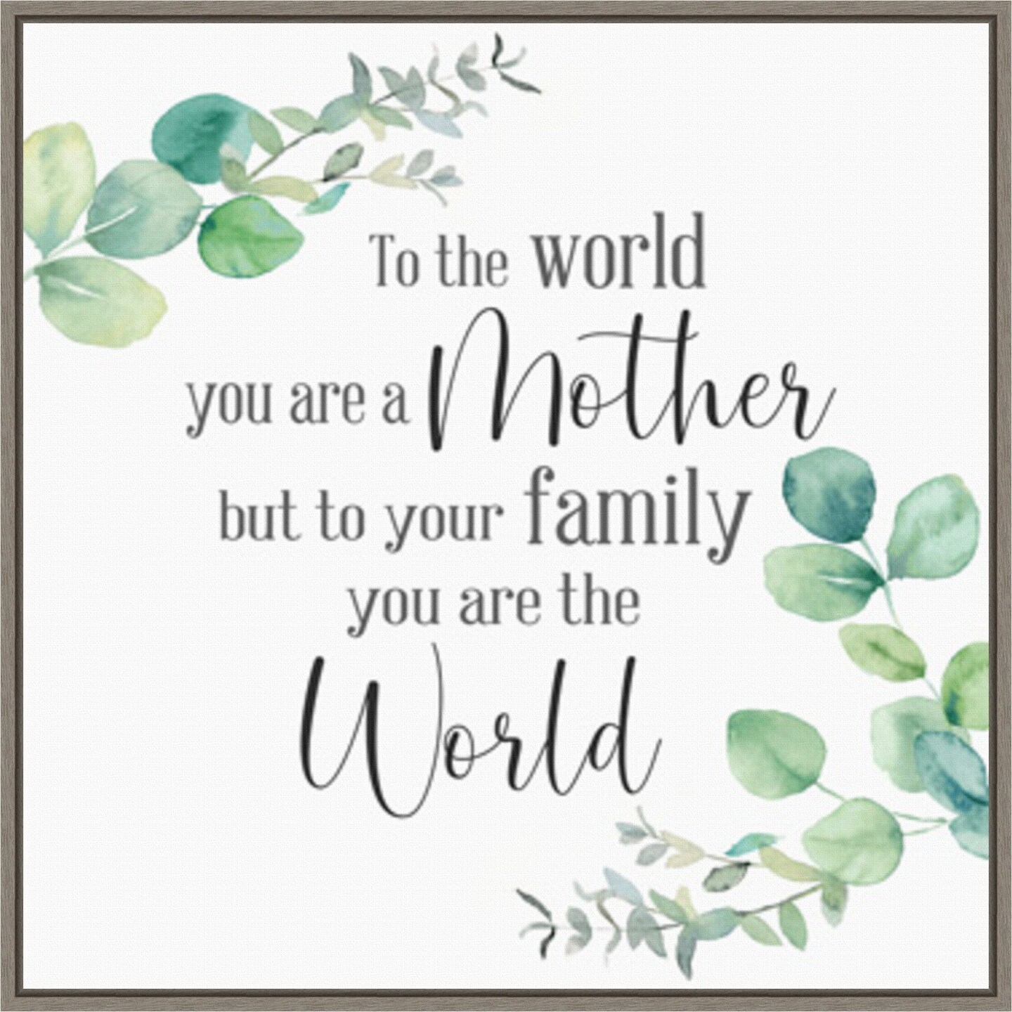 Mother's Day Eucalyptus II by Cynthia Coulter 22-in. W x 22-in. H. Canvas Wall Art Print Framed in Grey
