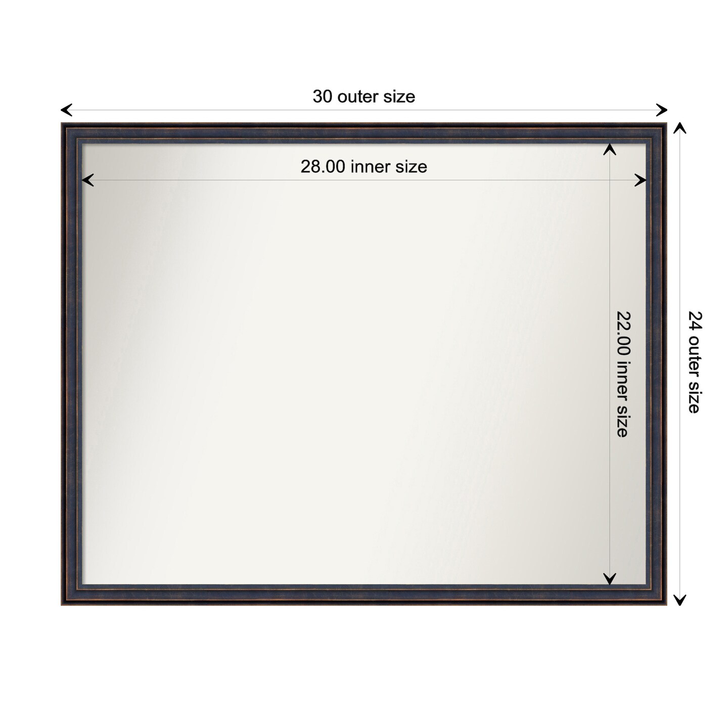 Amanti Art Non-Beveled Wood Wall Mirror, Dark Bronze Scoop Frame