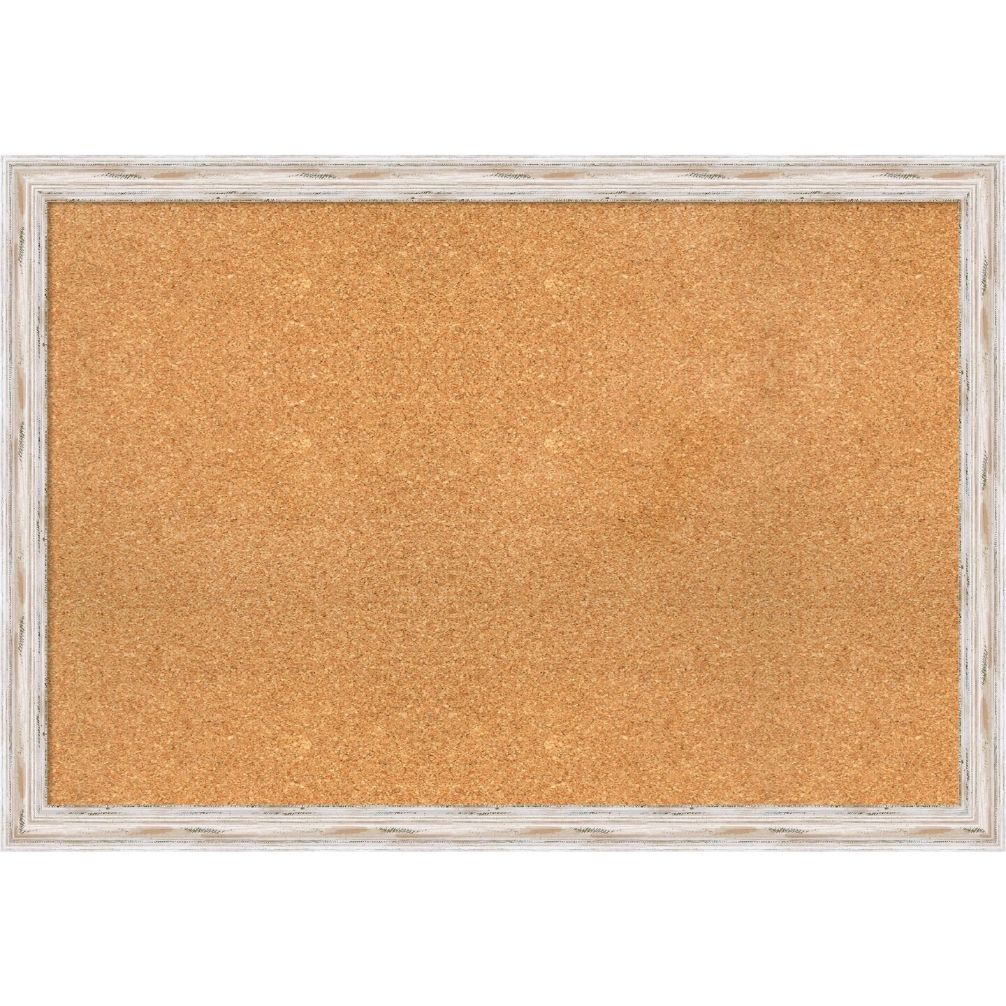 Cork Board, Alexandria White Wash Narrow Wood Frame Bulletin Board