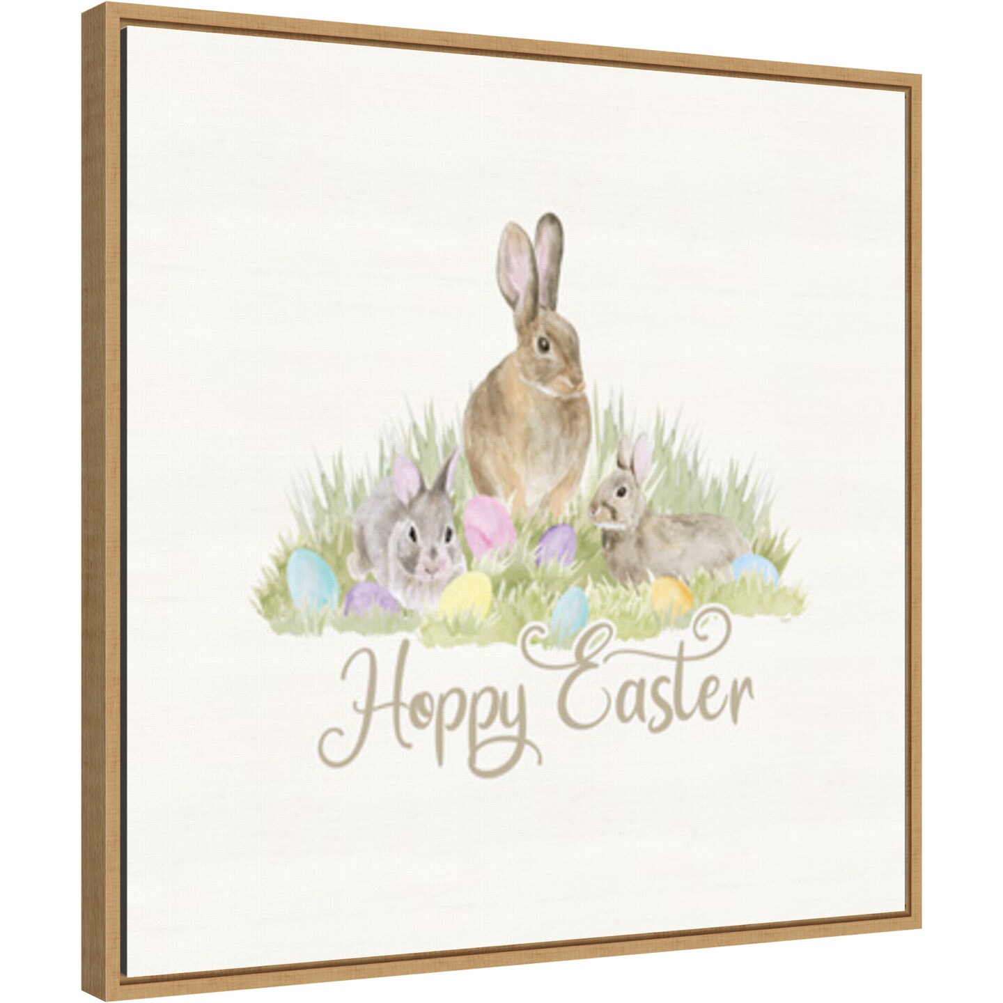Farmhouse Easter VI Bunny by Tara Reed 22-in. W x 22-in. H. Canvas Wall Art Print Framed in Natural