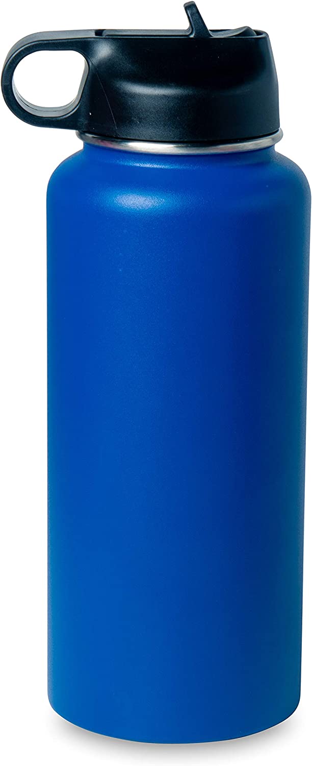 MakerFlo 32oz Hydro Water Bottle - 2 Lids - Powder Coated Blue - 25 Pcs
