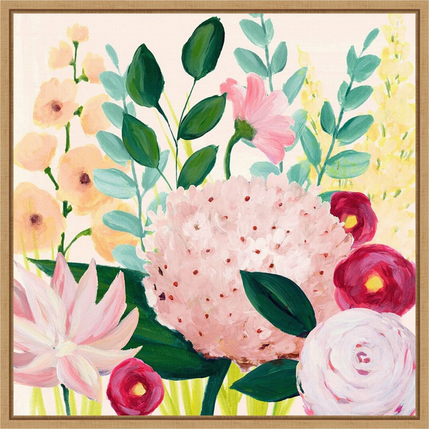 Mothers Day Blooms I by Grace Popp 16-in. W x 16-in. H. Canvas Wall Art Print Framed in Natural