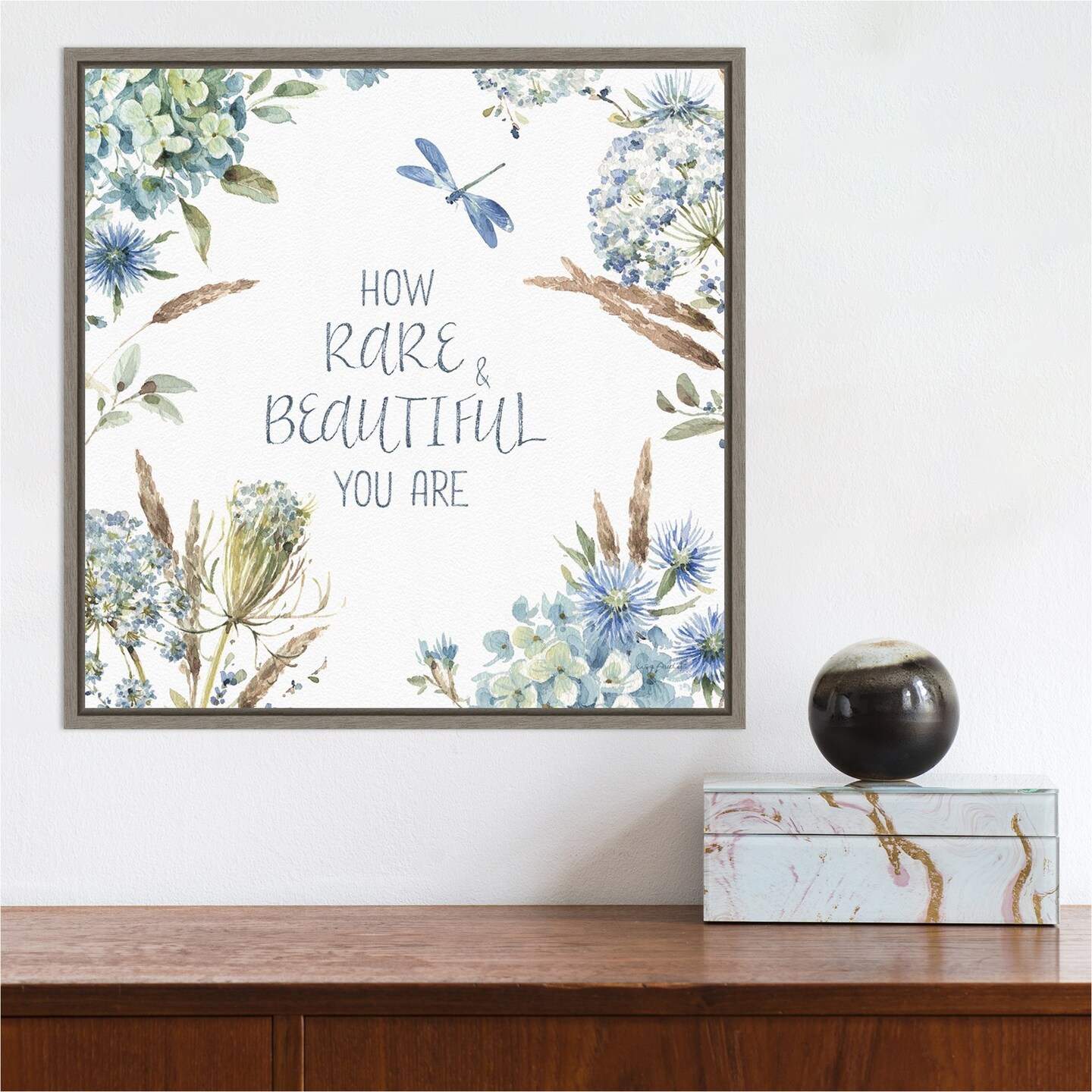 Bohemian Blue 10A by Lisa Audit 16-in. W x 16-in. H. Canvas Wall Art Print Framed in Grey