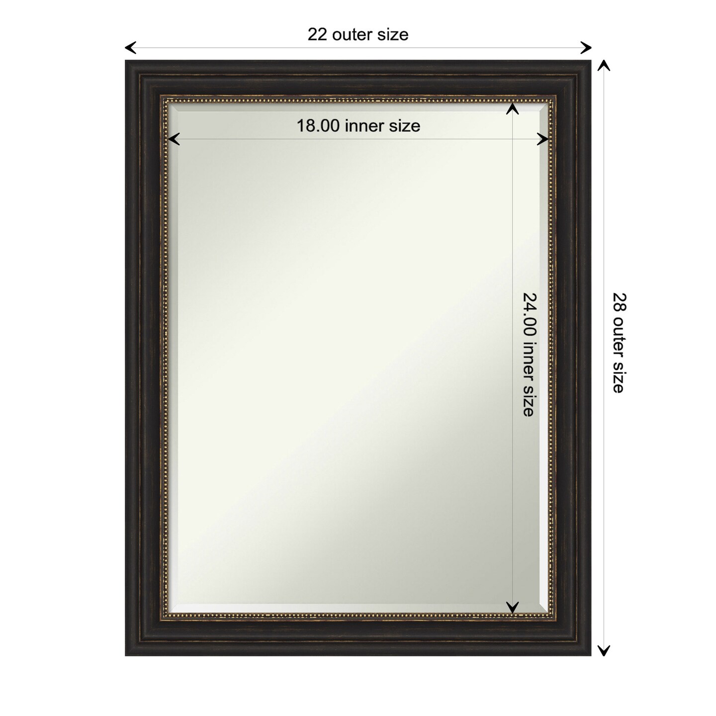 Petite Bevel Wall Mirror, Accent Bronze Narrow Frame