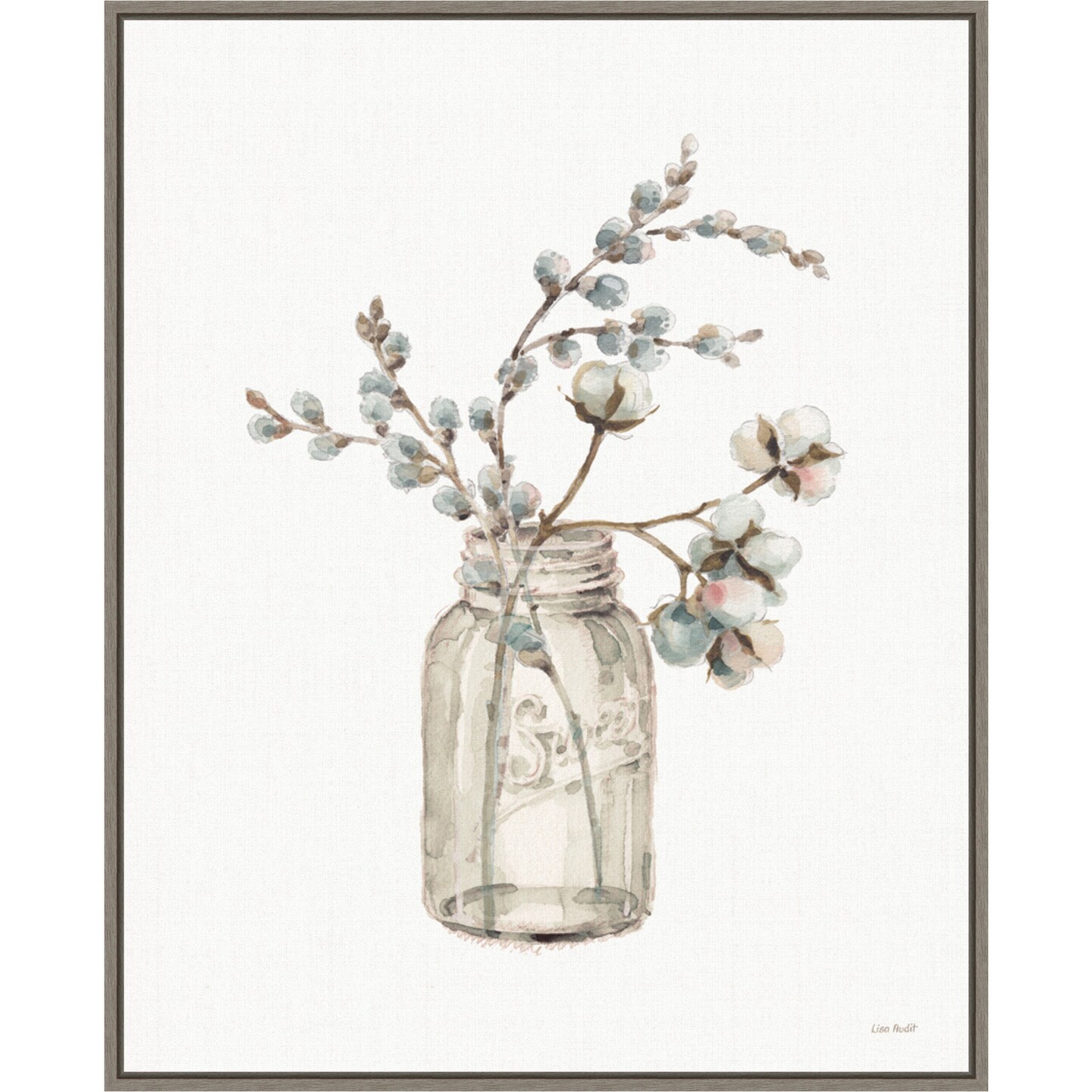 A Country Weekend Fall Jar by Lisa Audit 23-in. W x 28-in. H. Canvas Wall Art Print Framed in Grey