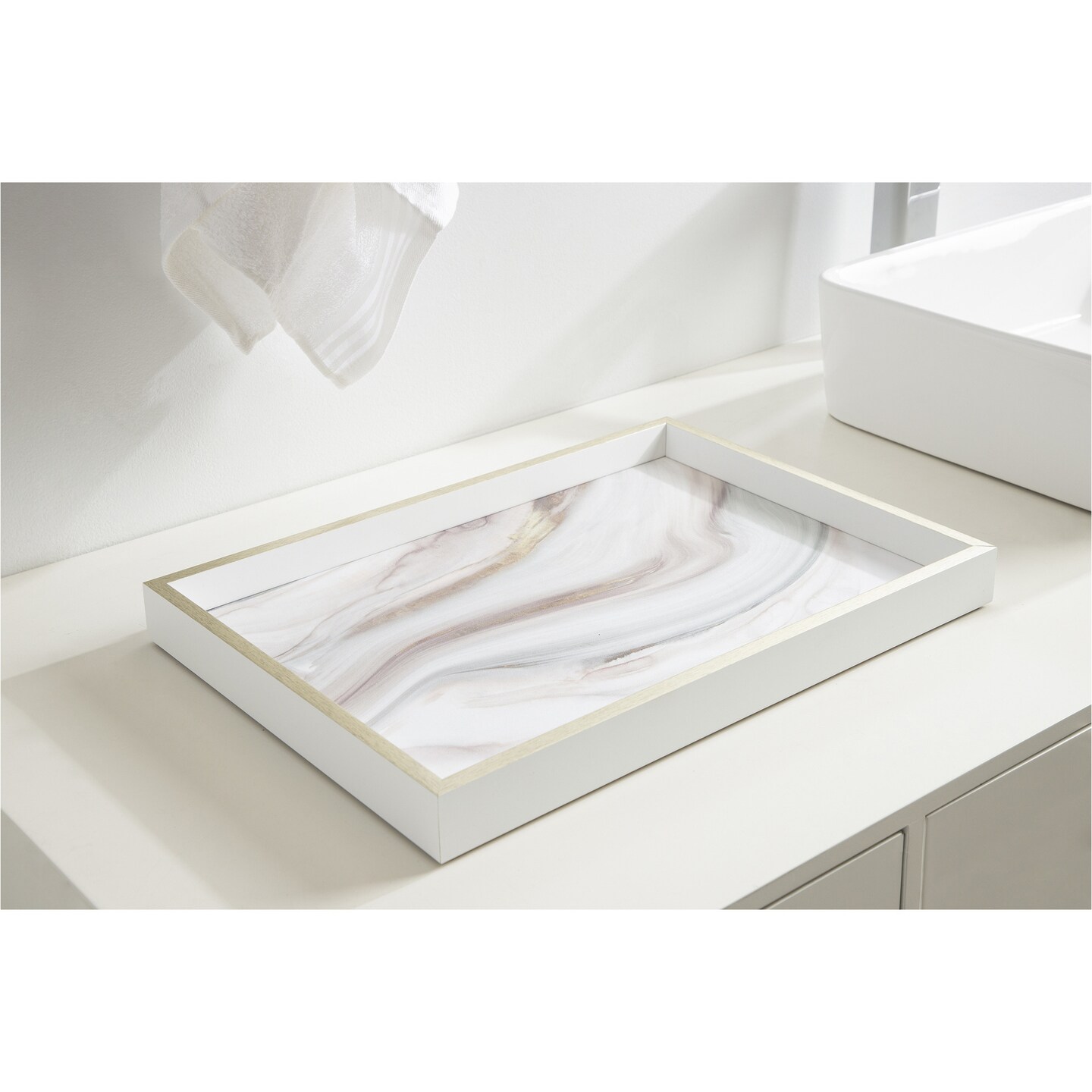Amanti Art Decorative Wood Tray 13"x19" featuring 'Marble Water' by PI Studio by PI Studio Framed Art Print