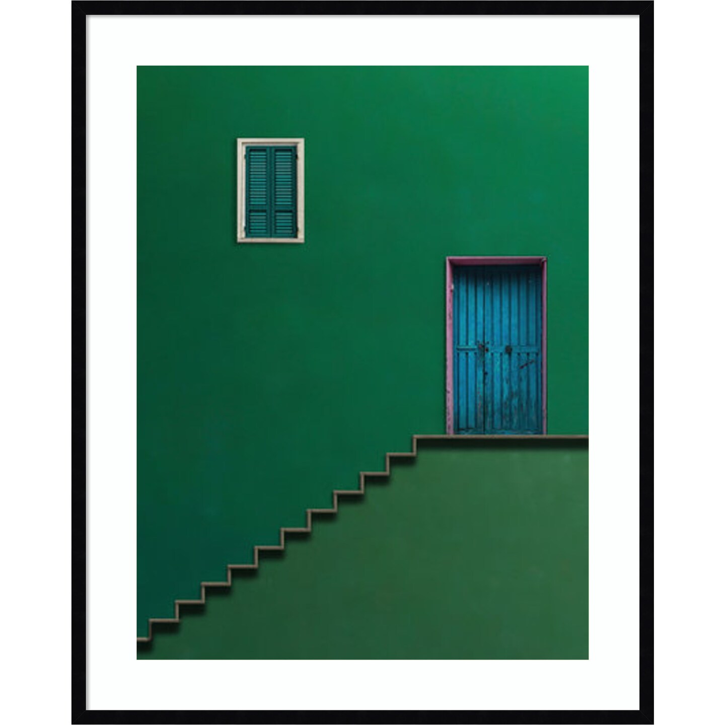 Blue Door by Alfonso Novillo Wood Framed Wall Art Print 33 in. W x 41