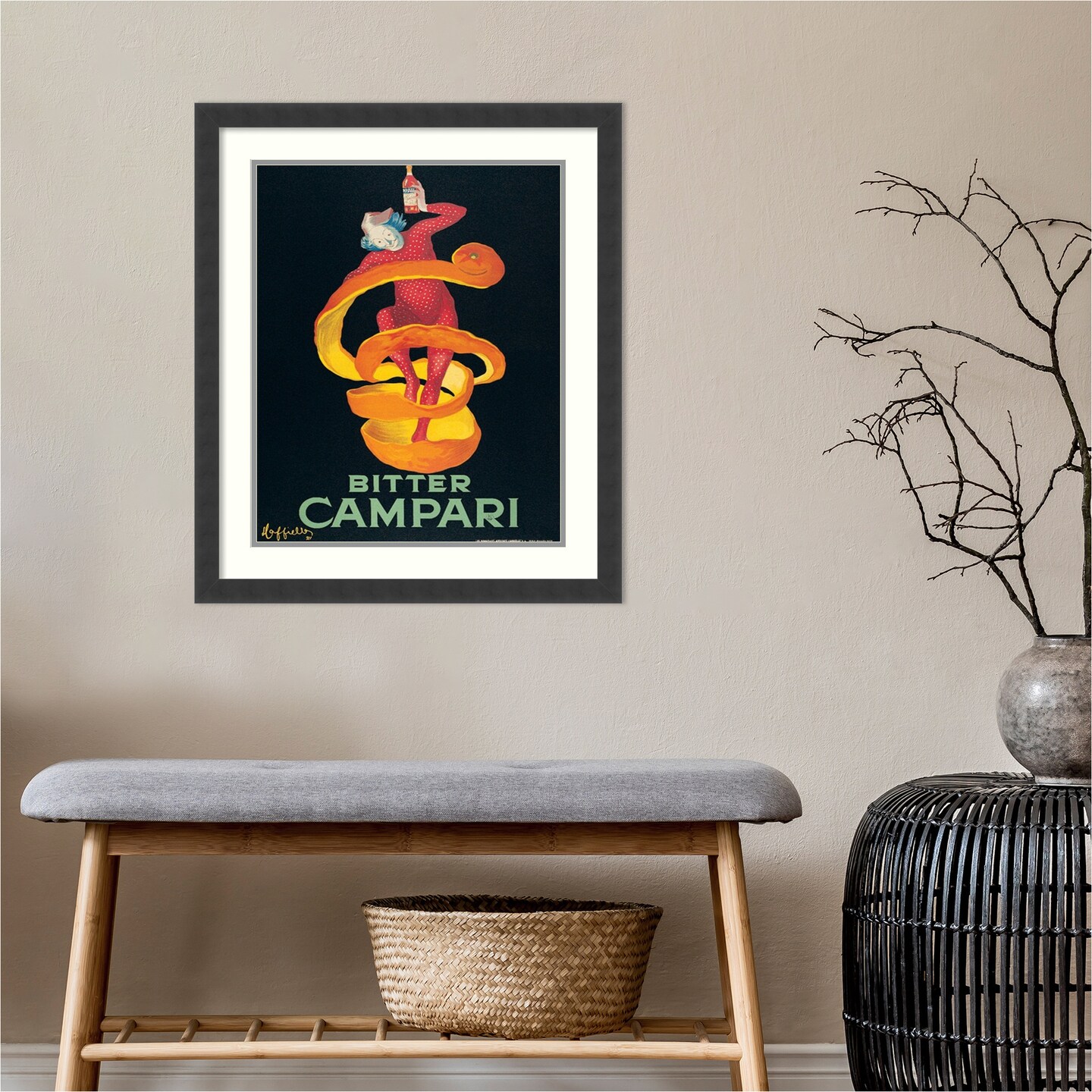 Bitter Campari by Leonetto Cappiello Wood Framed Wall Art Print 22 in. W x 26 in. H