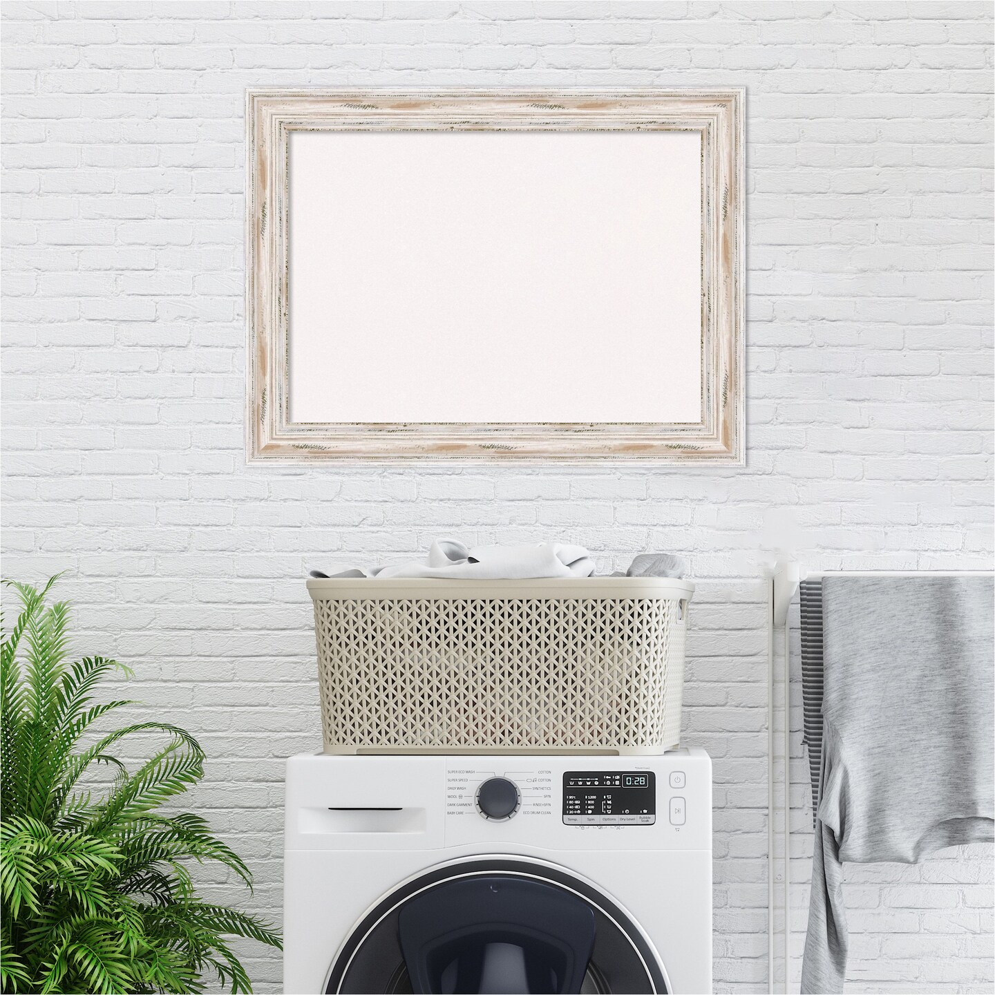 Cork Board, Alexandria White Wash Wood Frame - Bulletin Board, Organization Board, Pin Board