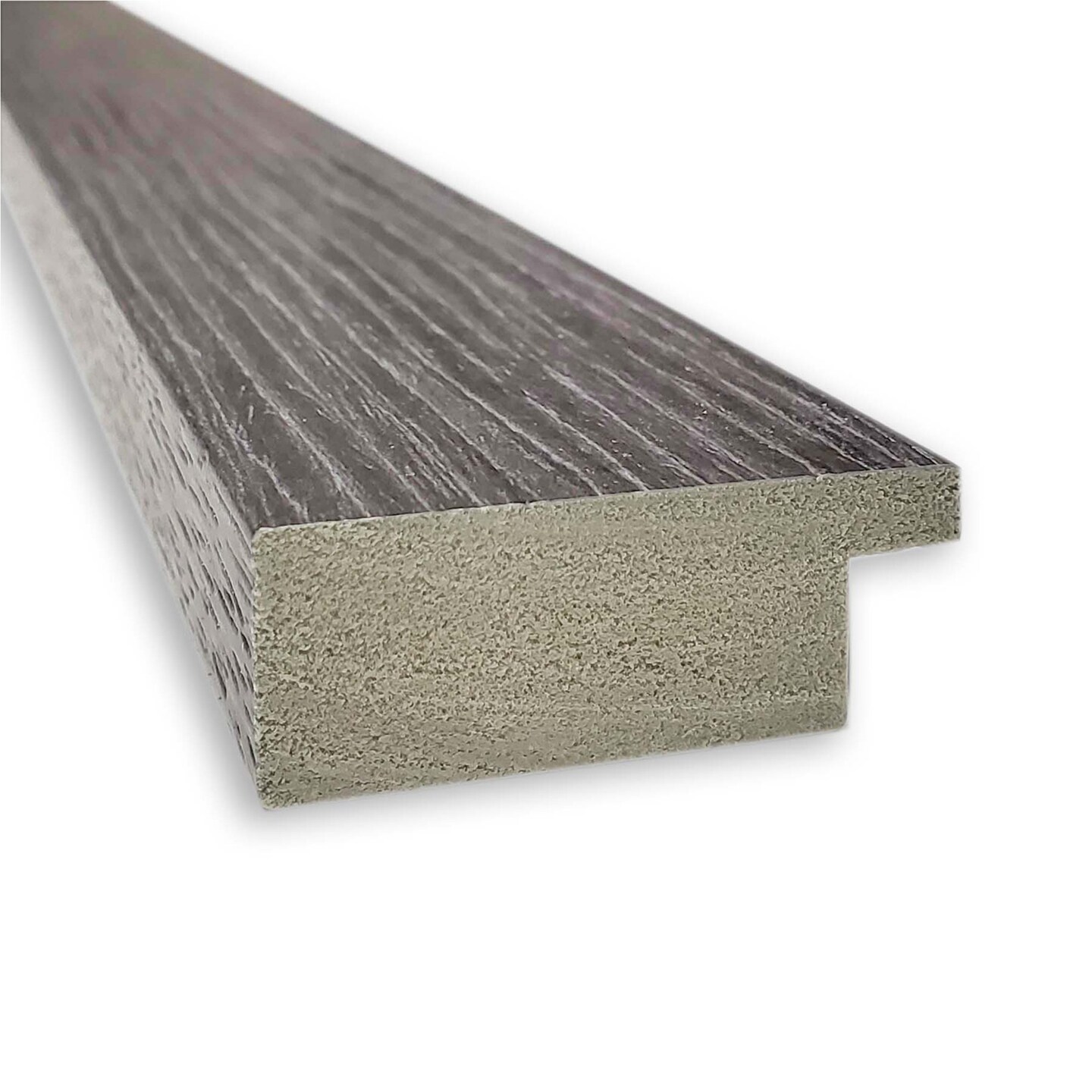 Beveled Bathroom Wall Mirror, Pinstripe Plank Grey Narrow Frame