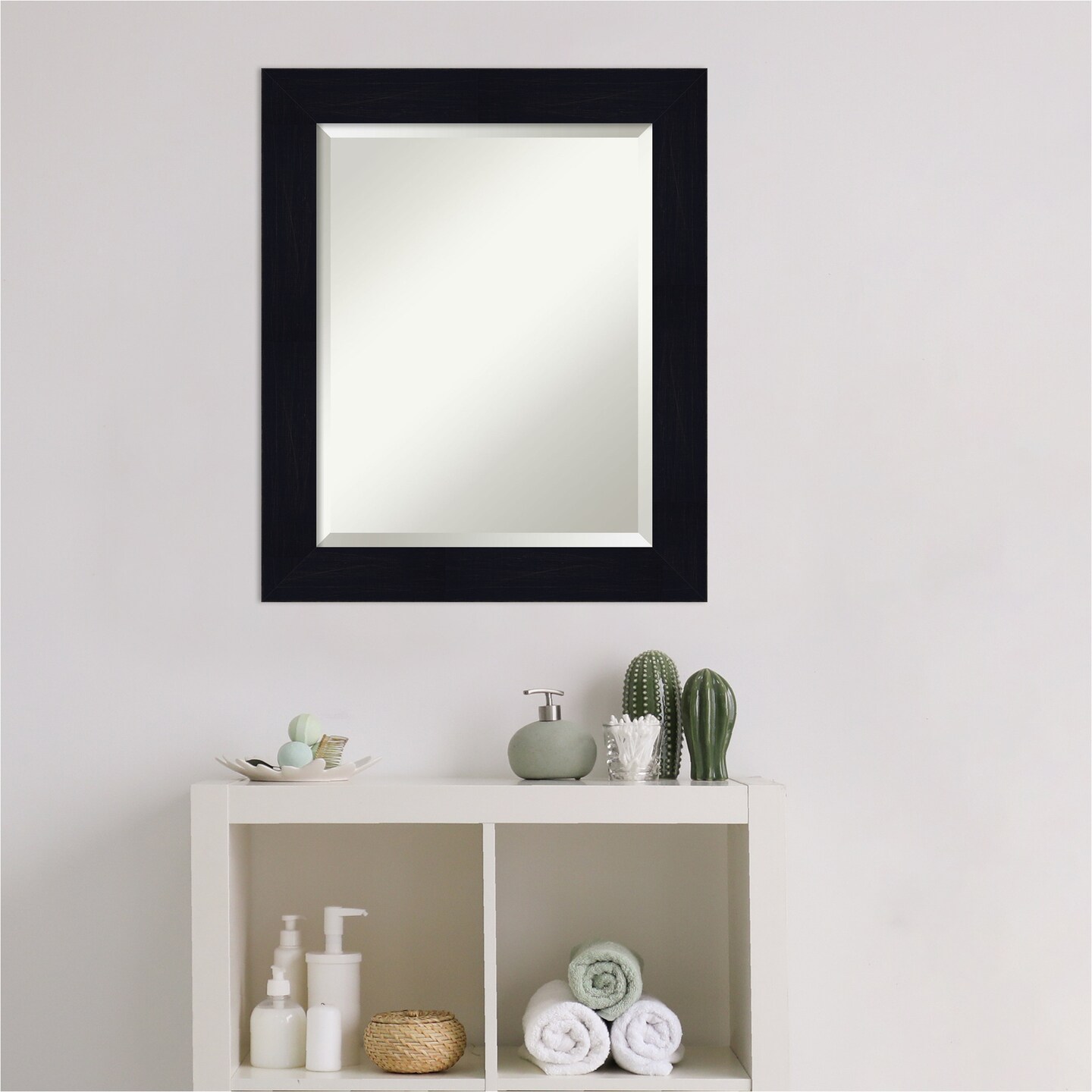 Beveled Wood Bathroom Wall Mirror, Shiplap Frame