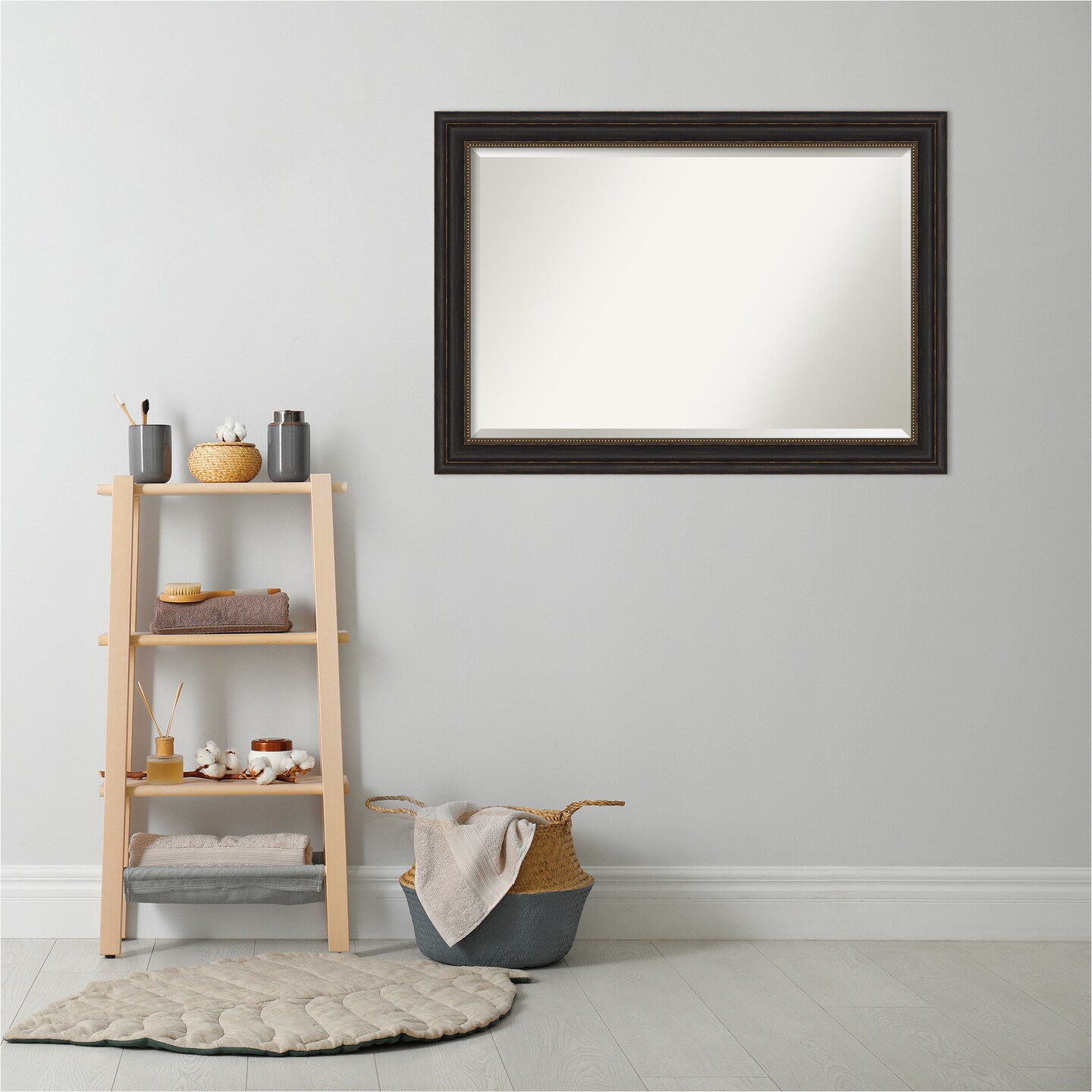 Beveled Bathroom Wall Mirror, Accent Bronze Frame