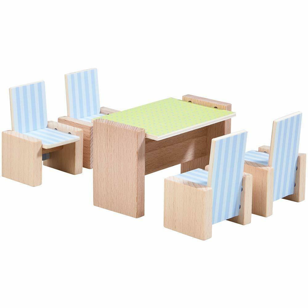 HABA Little Friends Dining Room - Wooden Dollhouse Furniture for 4&#x22; Bendy Dolls