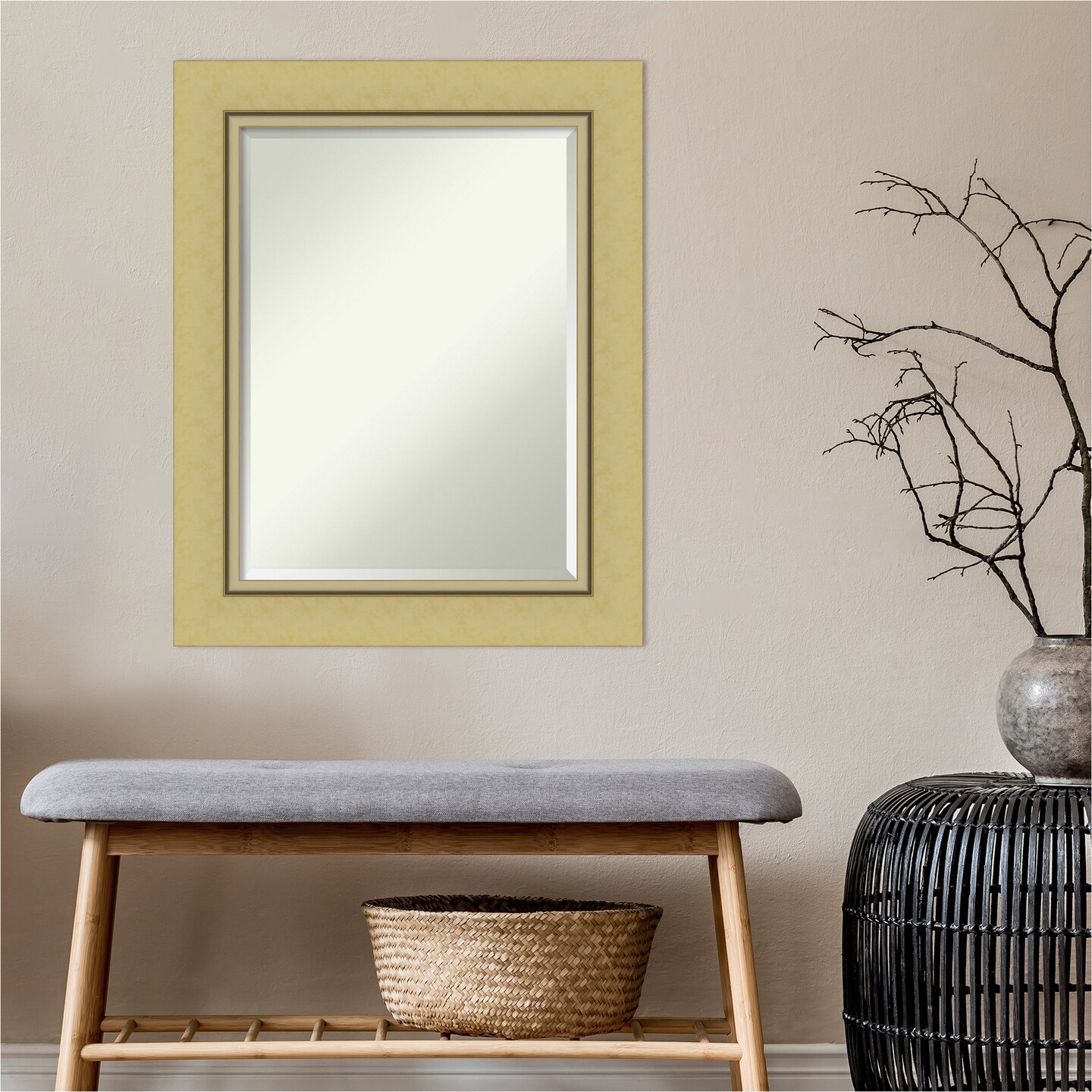 Beveled Bathroom Wall Mirror, Landon Gold Frame