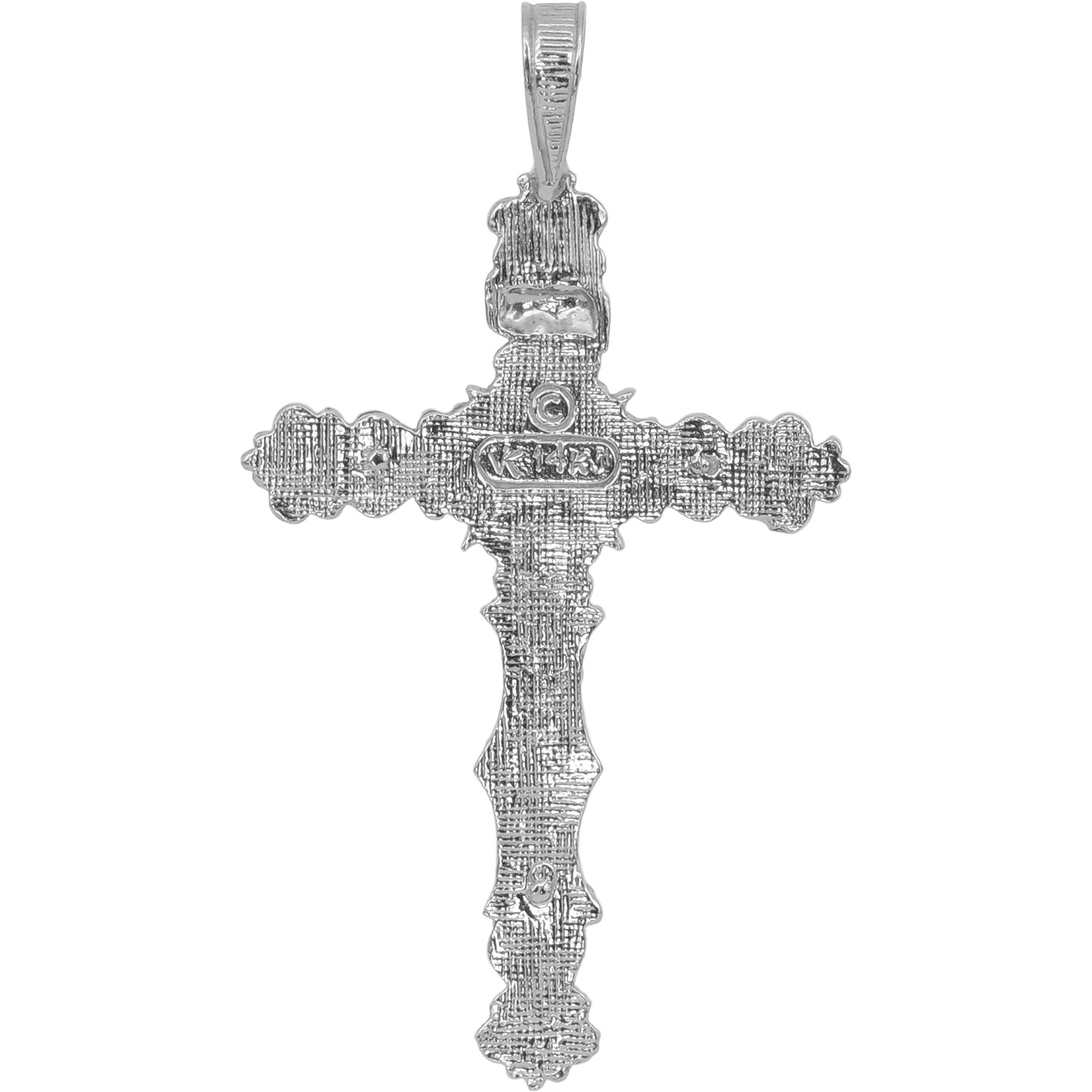 14K White Gold INRI Crucifix Charm Religious Jewelry