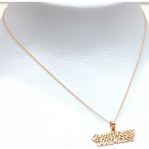 14K Gold Portuguese Princess Charm 18&#x22; Chain Jewelry