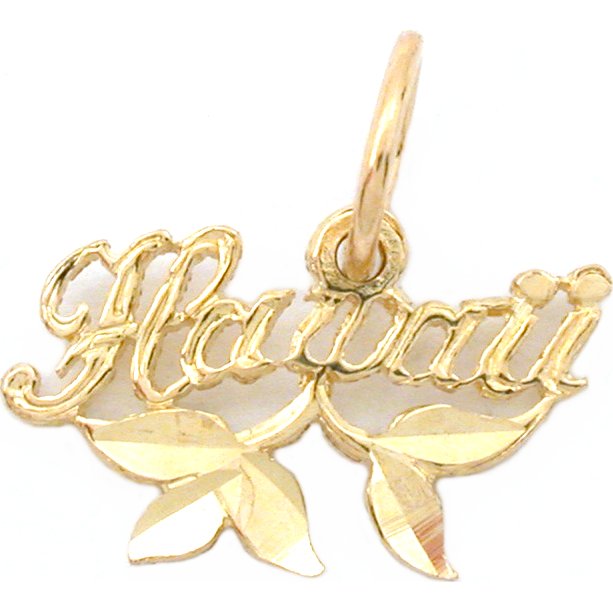 Hawaii &#x26; Leaves Charm 14k Gold 8mm