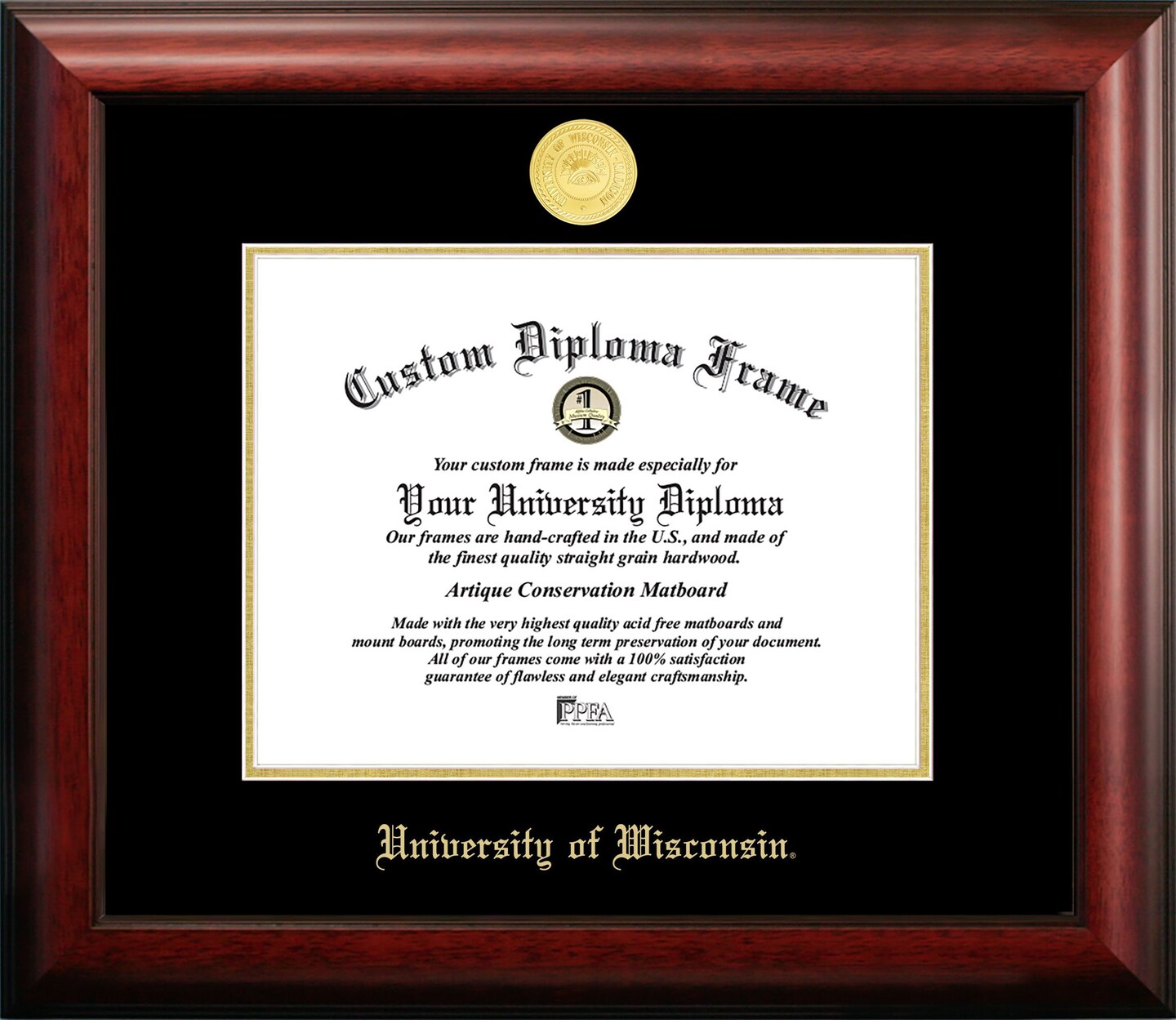 University of Wisconsin - Madison 10w x 8h Gold Embossed Diploma Frame