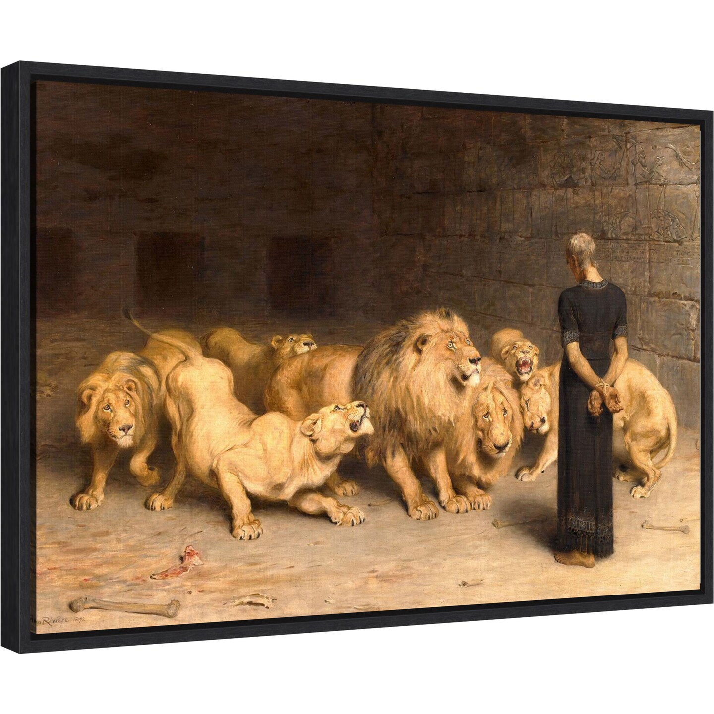 Daniel in the Lions Den 1872 by Briton Riviere Canvas Wall Art Print Framed