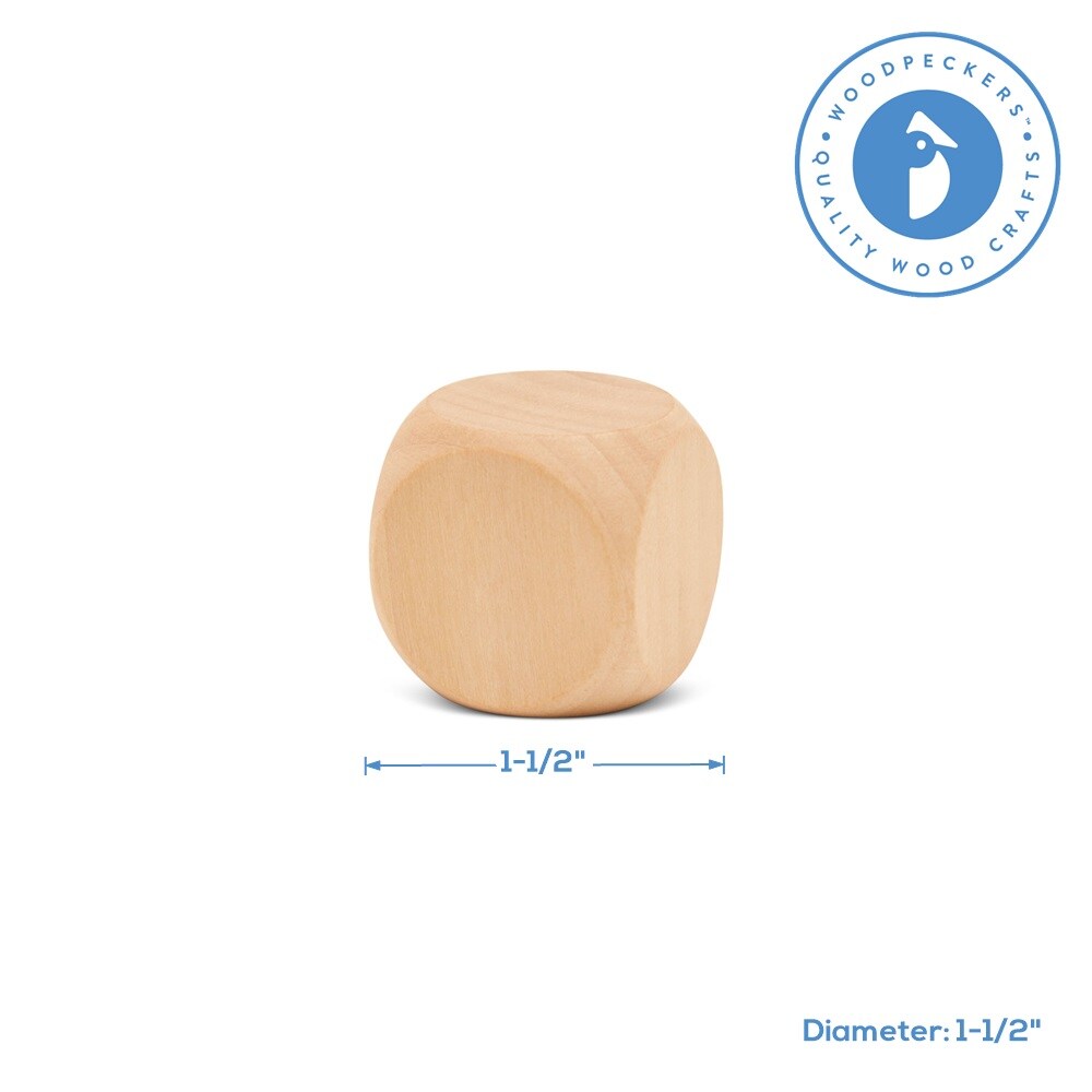 Wooden Blank Dice, Multiple Sizes Available, Unfinished for Games, Party, & Decor | Woodpeckers
