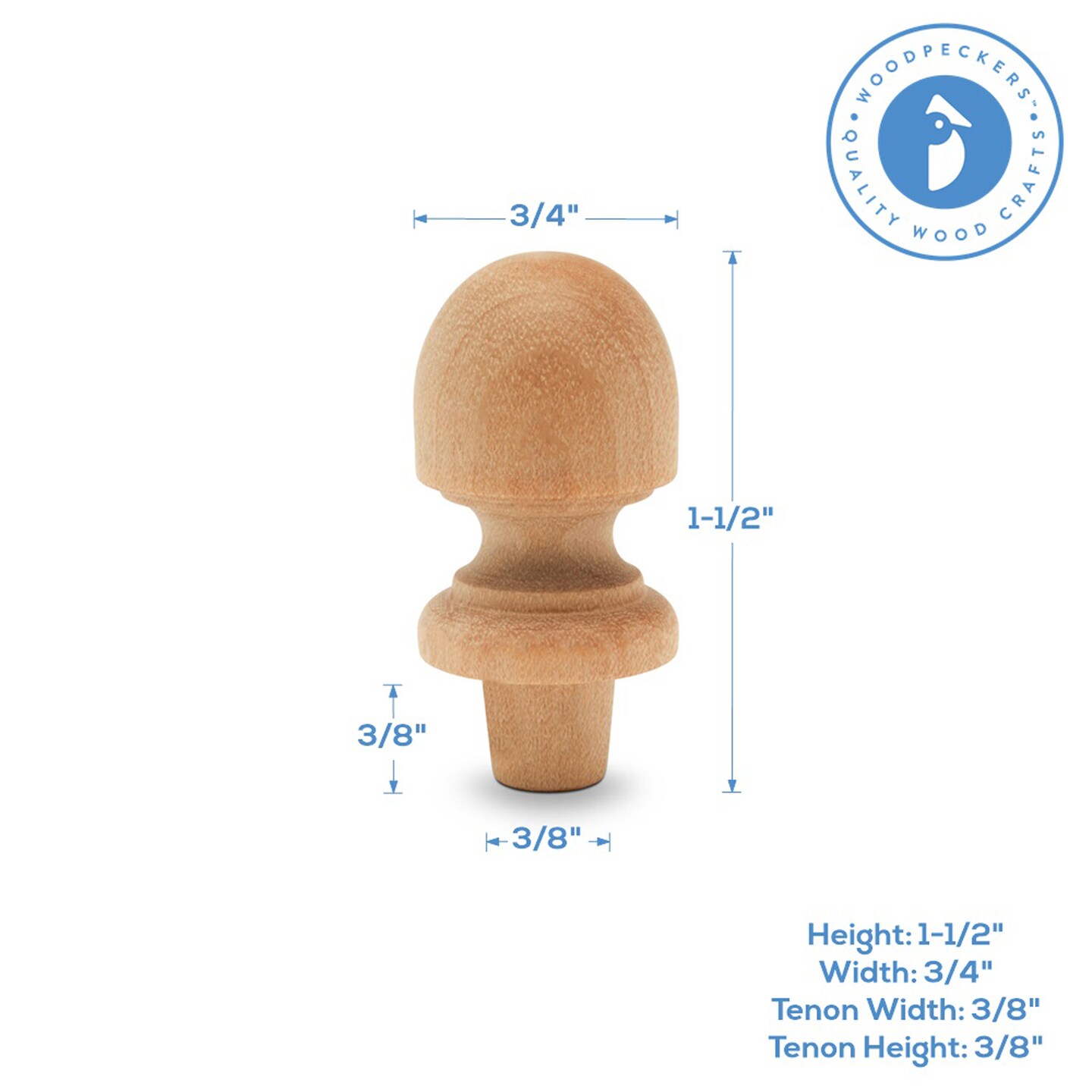 Small Wood Finials, 1-1/2 inch for Crafting &#x26; DIY Dcor |Woodpeckers