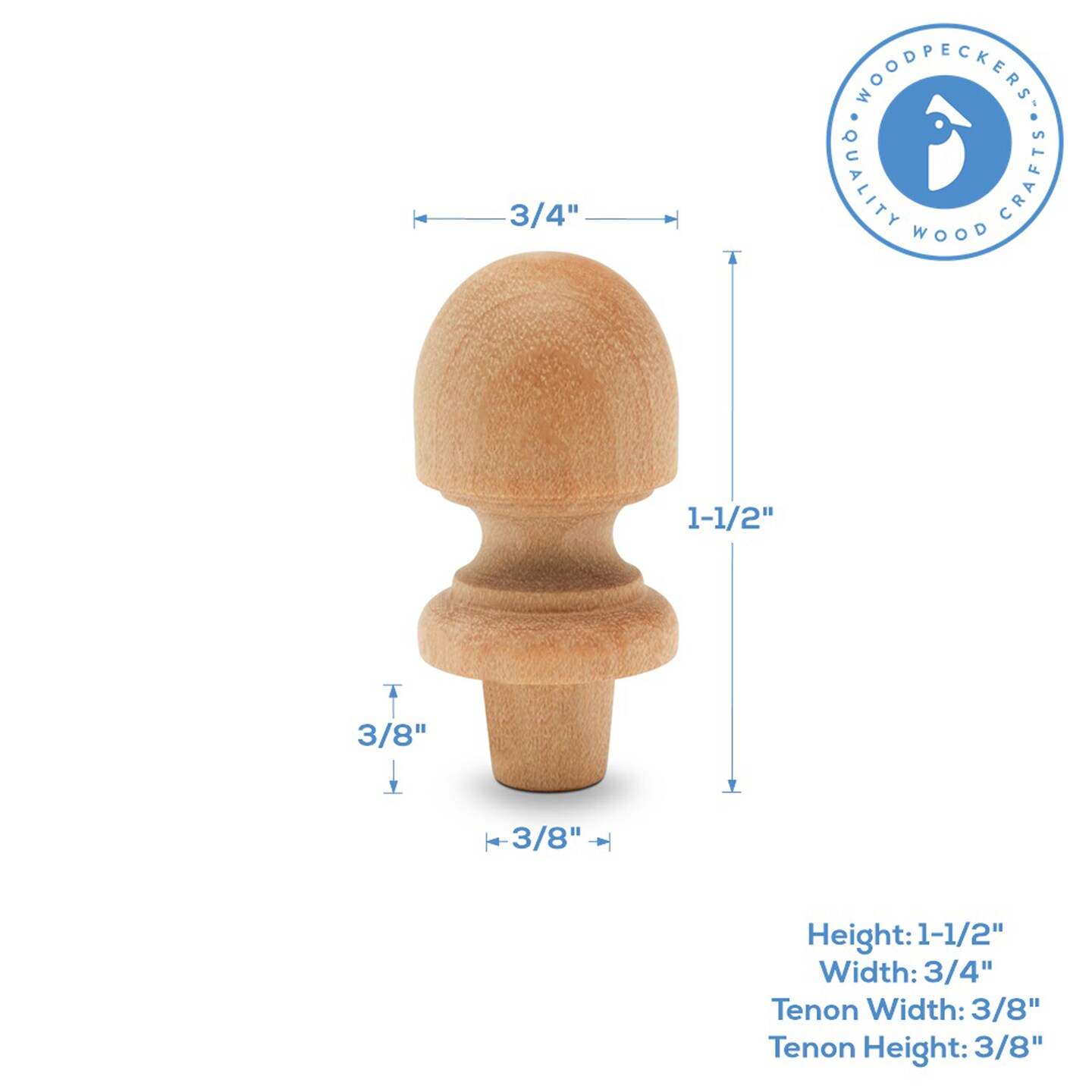 Small Wood Finials, 1-1/2 inch for Crafting & DIY Dcor |Woodpeckers
