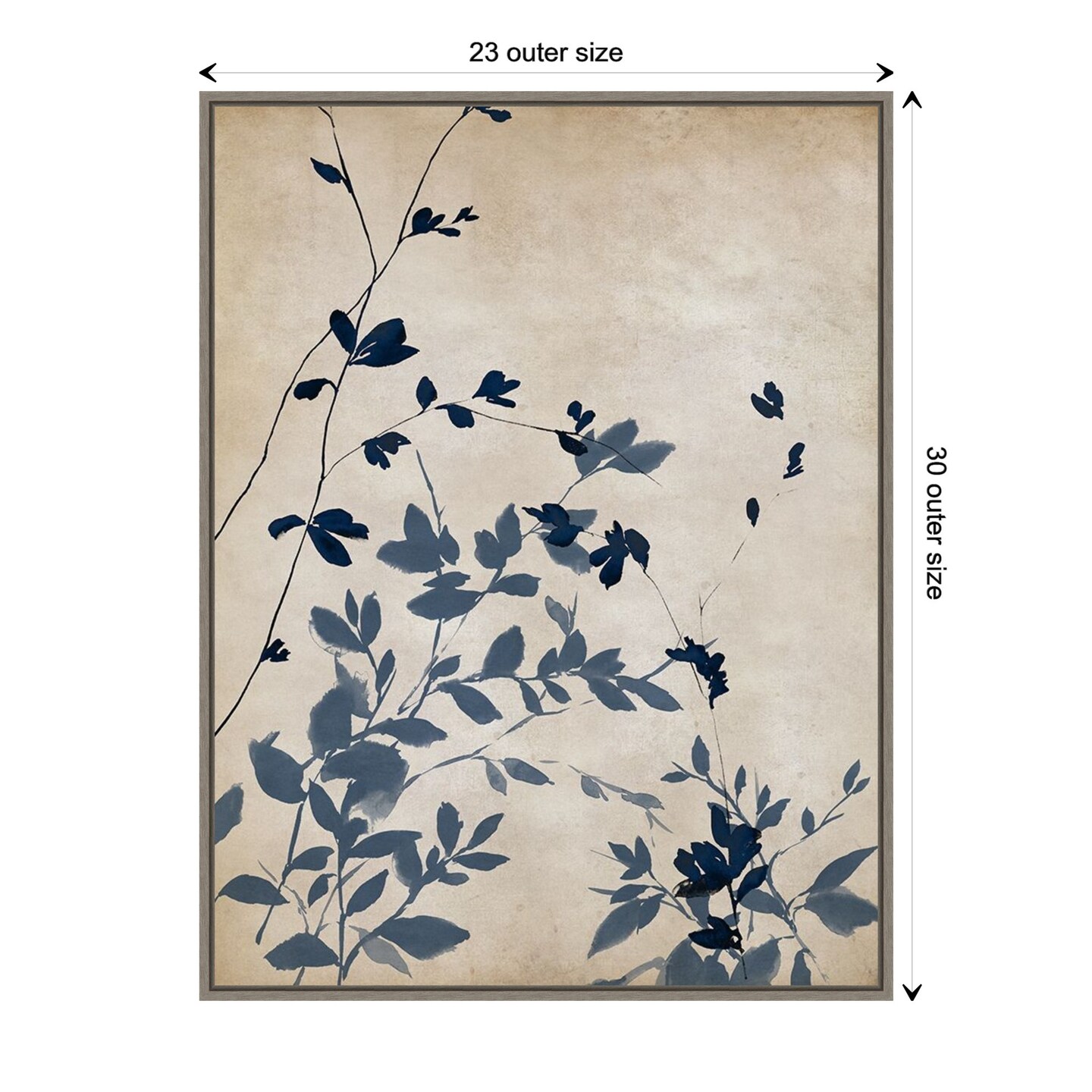 Indigo Leaves II by Isabelle Z Canvas Wall Art Print Framed