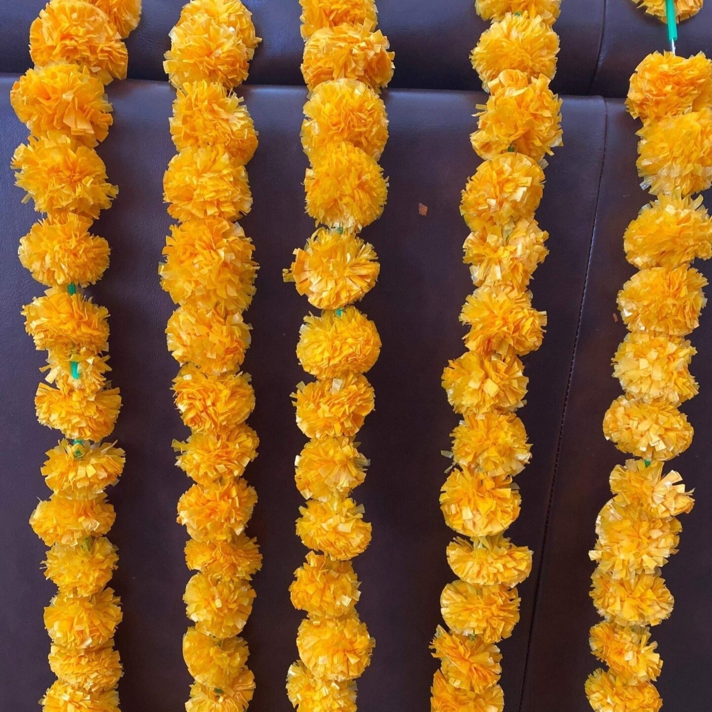 Artificial Marigold Strings, Diwali Decoration, Day Of The Dead, Halloween, Marygold Flower Garland, Pooja Backdrop, Aztec Marigold Flowers