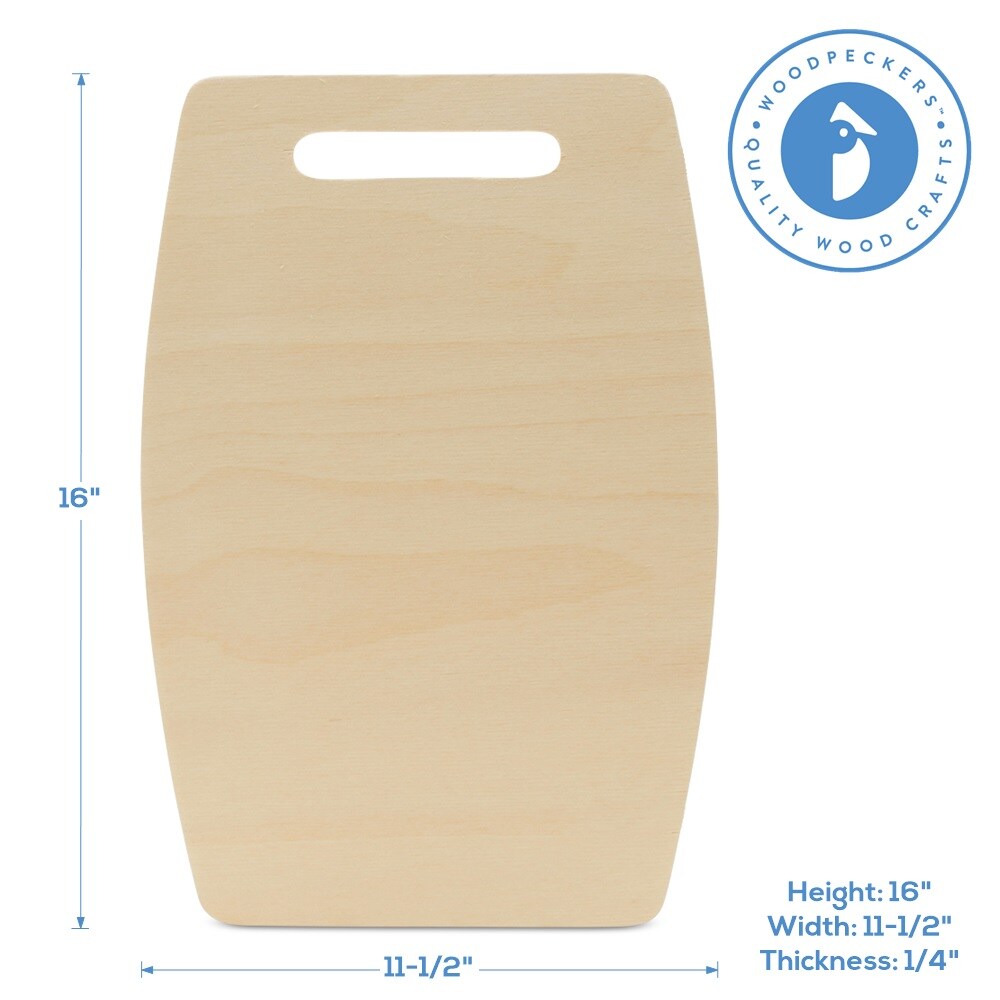 Wooden Cutting Board Shapes, Multiple Sizes Available, with Wide Middle, for Kitchen &#x26; Decor | Woodpeckers