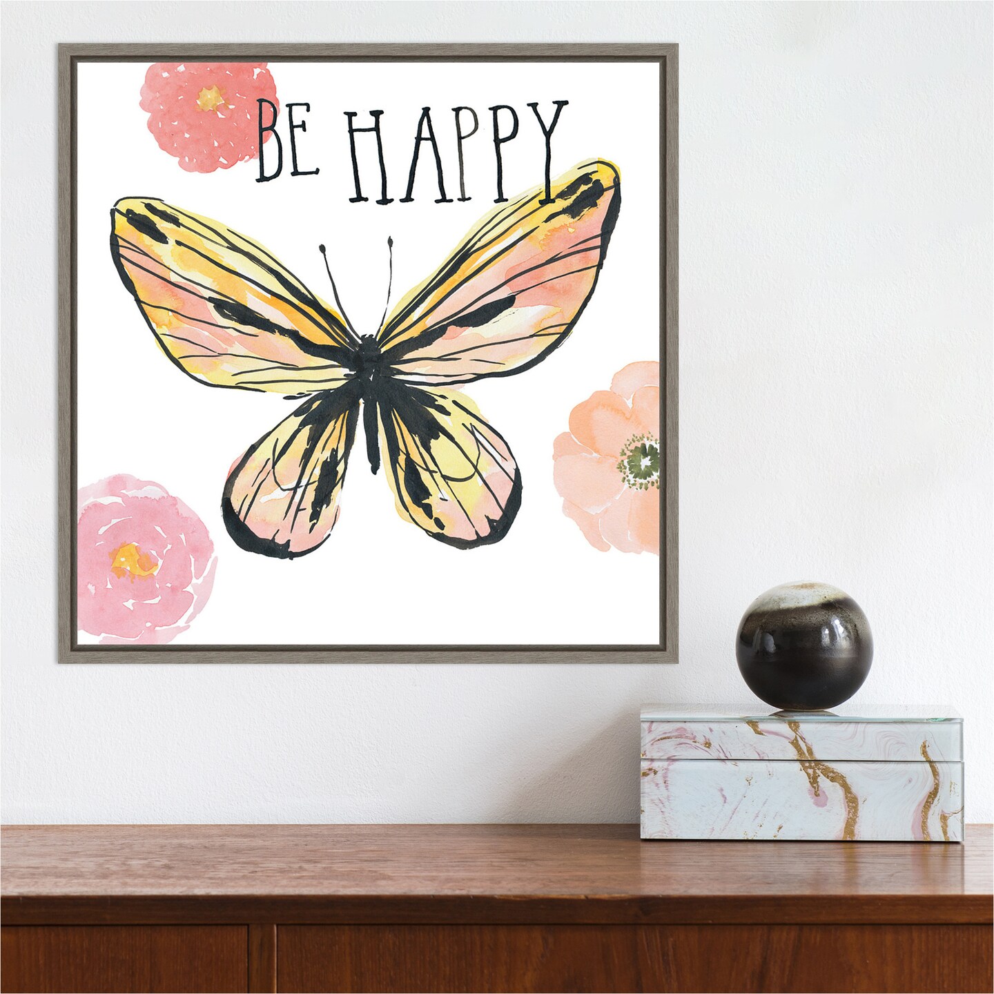 Beautiful Butterfly II by Sara Zieve Miller Canvas Wall Art Print Framed