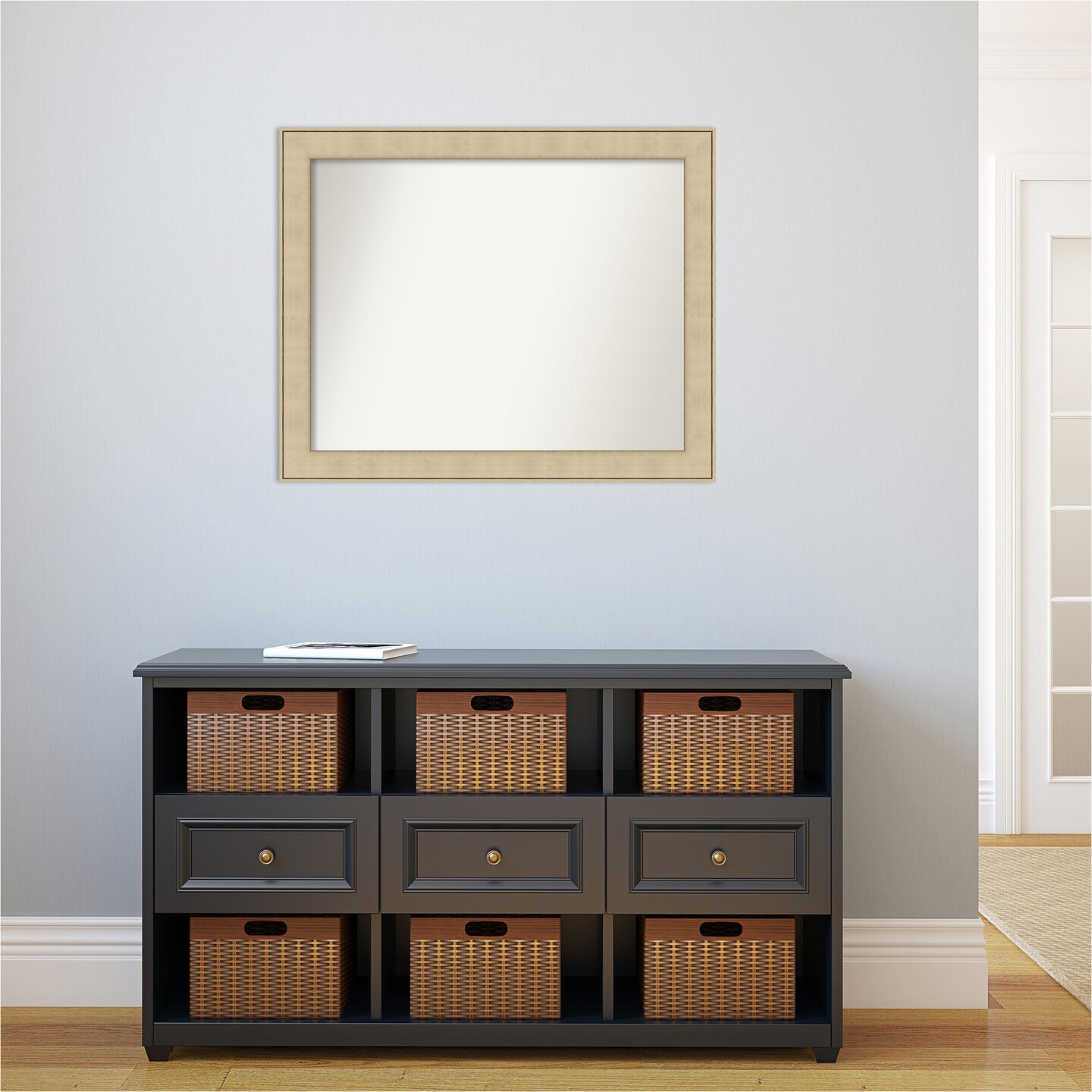 Amanti Art Non-Beveled Wall Mirror, Classic Honey Silver Frame