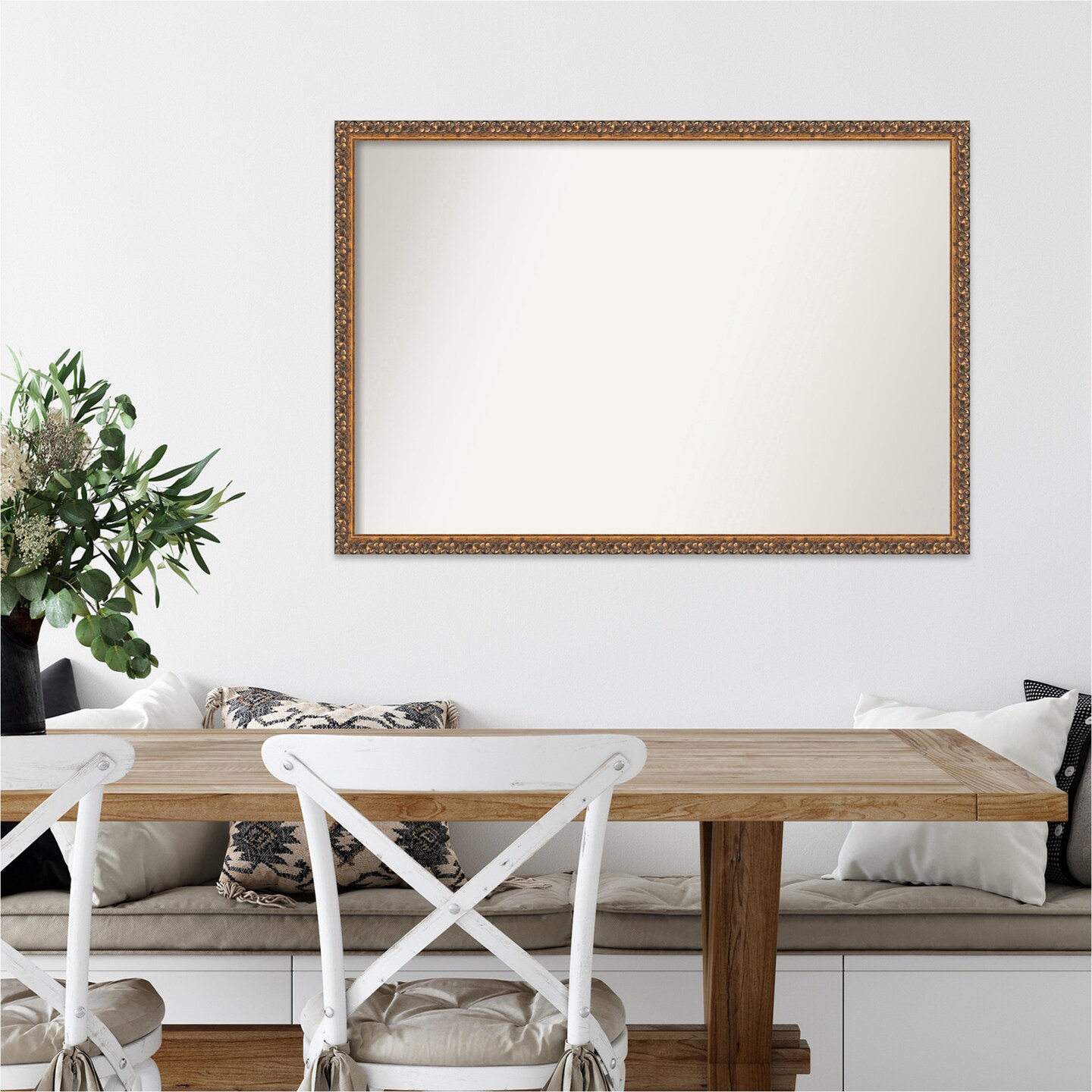 Amanti Art Non-Beveled Wood Wall Mirror, Antique Bronze Frame