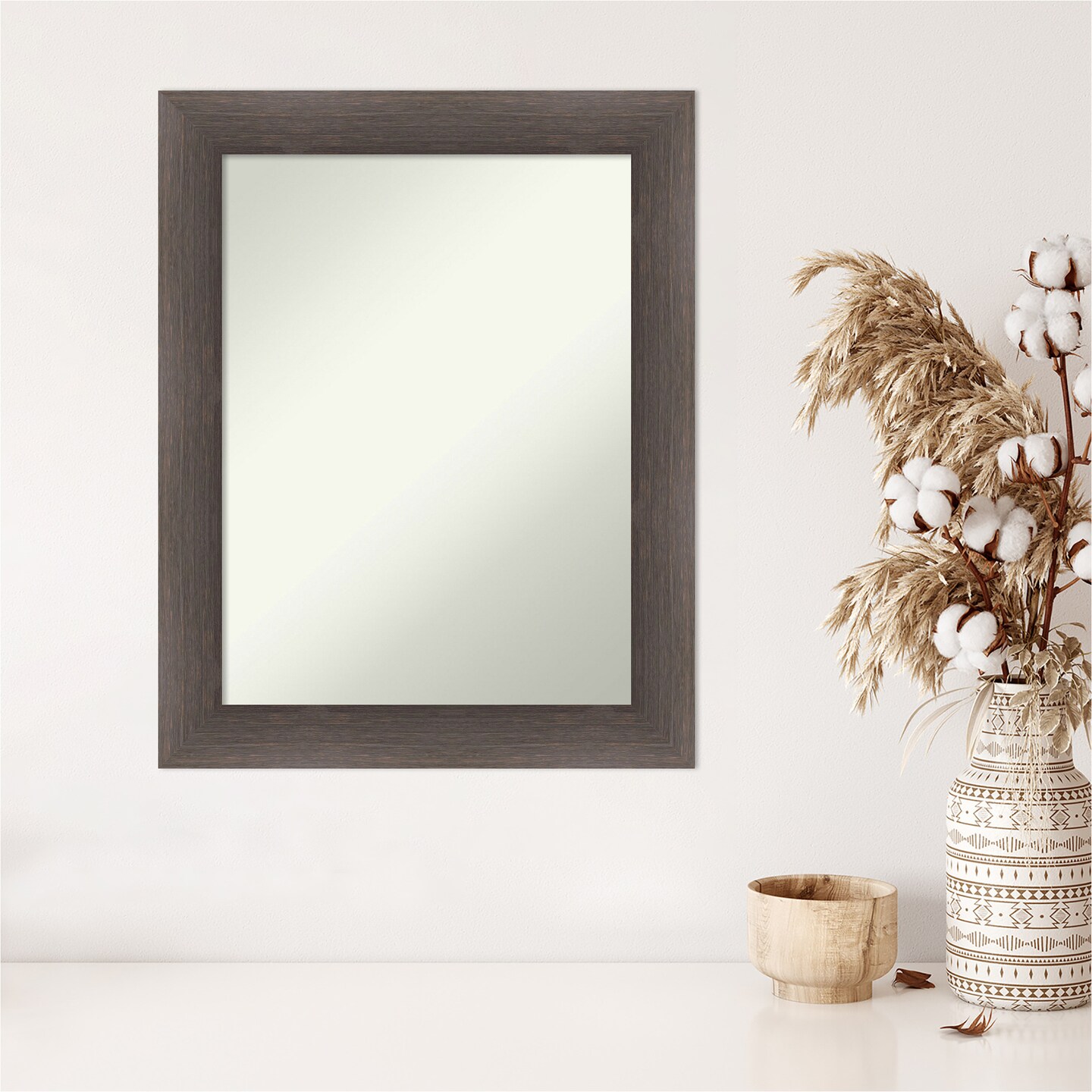Amanti Art Non-Beveled Wood Wall Mirror, Hardwood Chocolate Frame