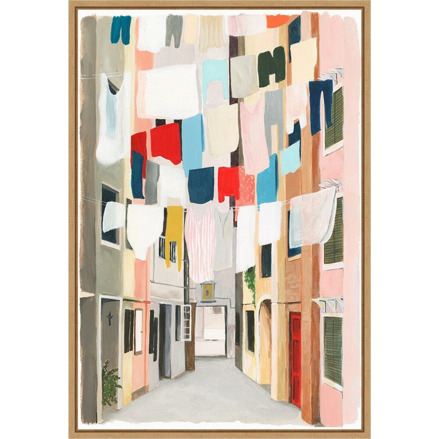 Laundry Day I by Grace Popp 16-in. W x 23-in. H. Canvas Wall Art Print Framed in Natural