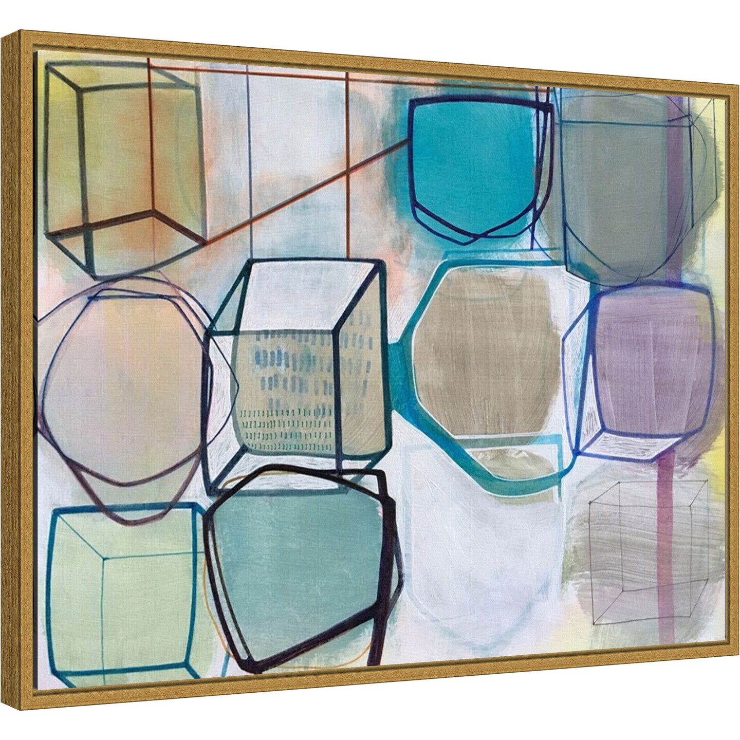 Paper Abstract 3 by Taitz Duffy 24-in. W x 18-in. H. Canvas Wall Art Print Framed in Gold