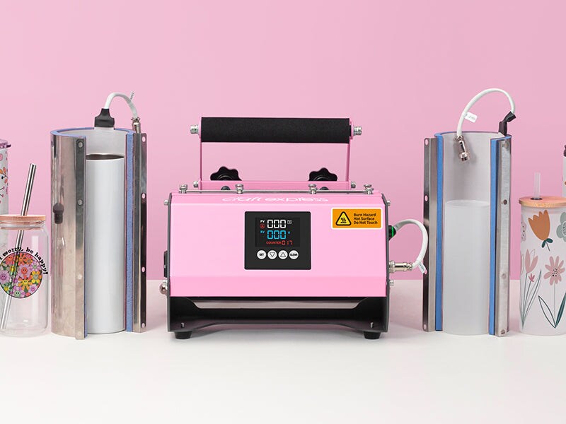 2 in 1 Elite Pro Max Sublimation Tumbler Heat Press Pink Heat