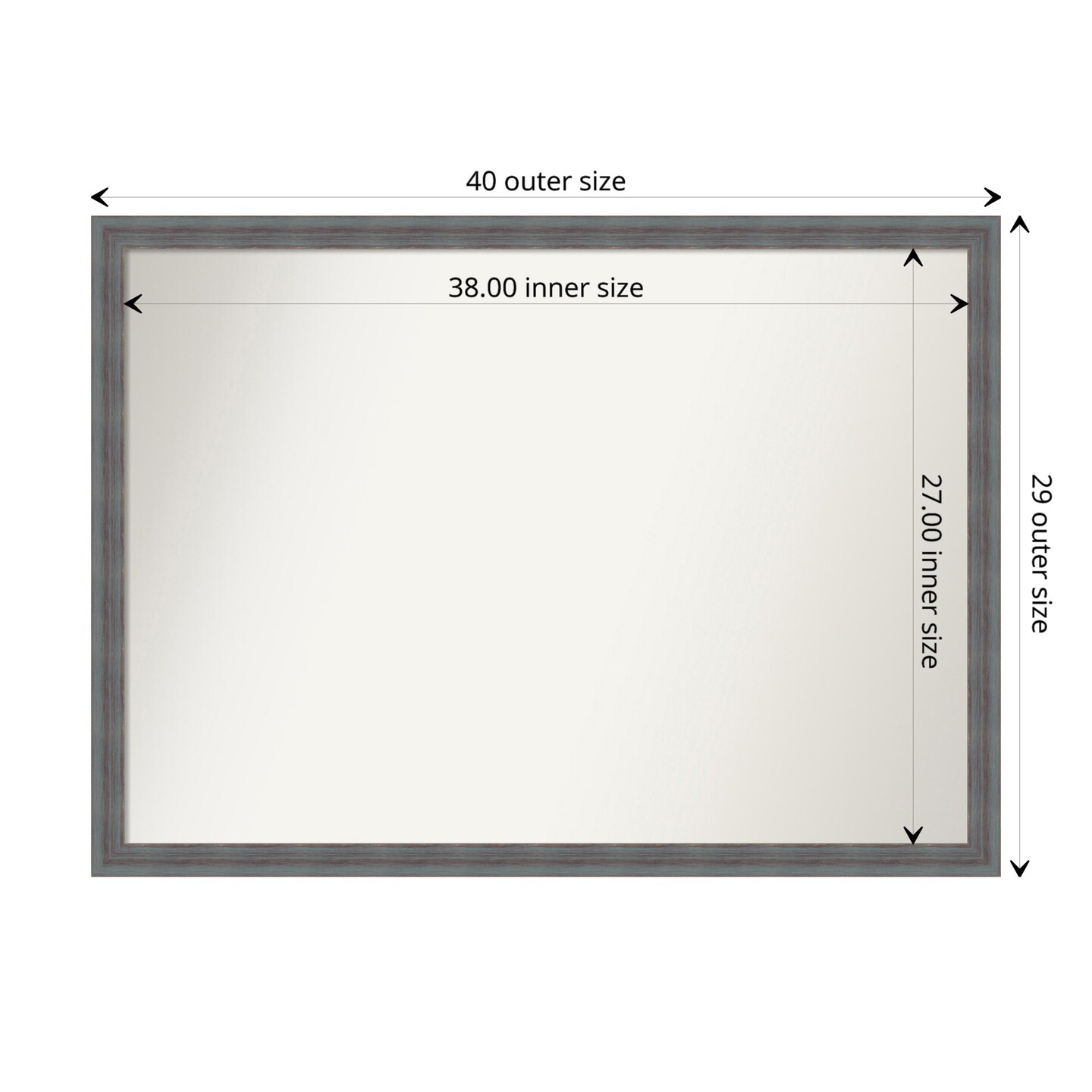 Amanti Art Non-Beveled Wood Wall Mirror, Dixie Blue Grey Rustic Frame