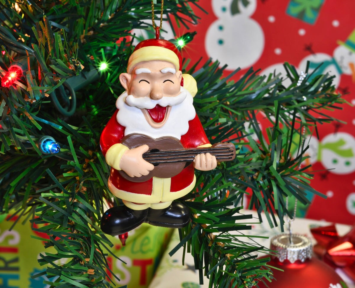 Rockin Around The Christmas Tree Guitar Playing Santa Ornament