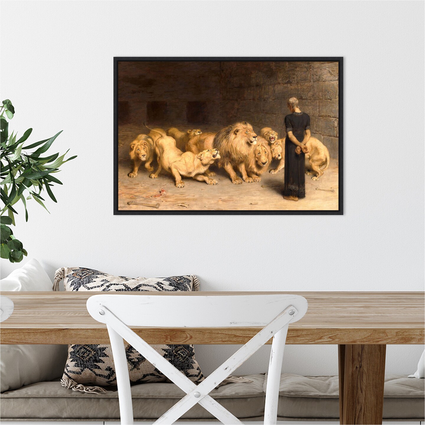Daniel in the Lions Den 1872 by Briton Riviere Canvas Wall Art Print Framed