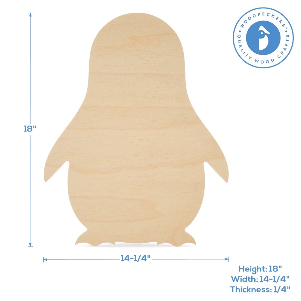 Wooden Penguin Cutout, Multiple Sizes Available, Unfinished for Christmas & Decor| Woodpeckers Crafts