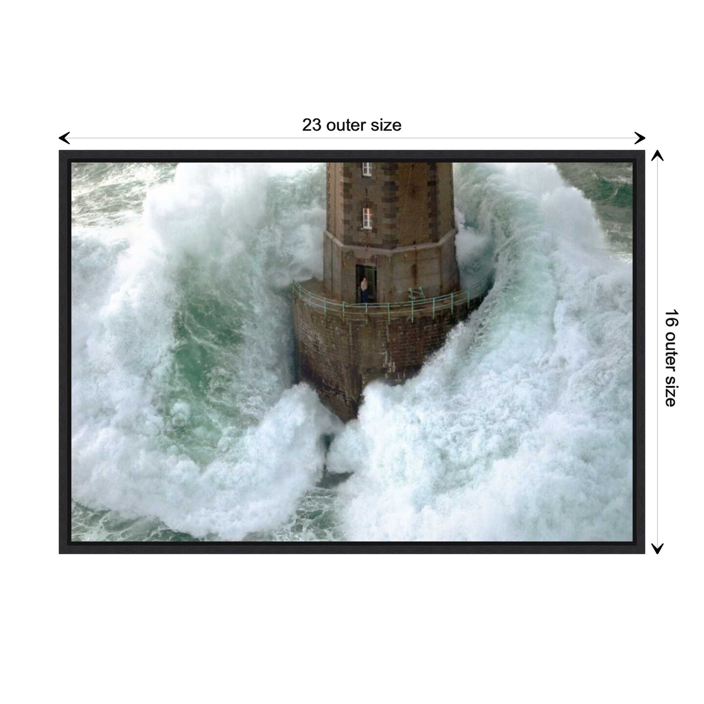 Phares dans la Tempete La Jument by Jean Guichard Canvas Wall Art Print Framed
