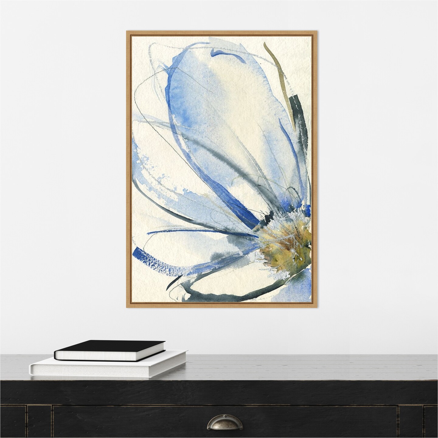 Cobalt Petals I by Jennifer Goldberger Canvas Wall Art Print Framed