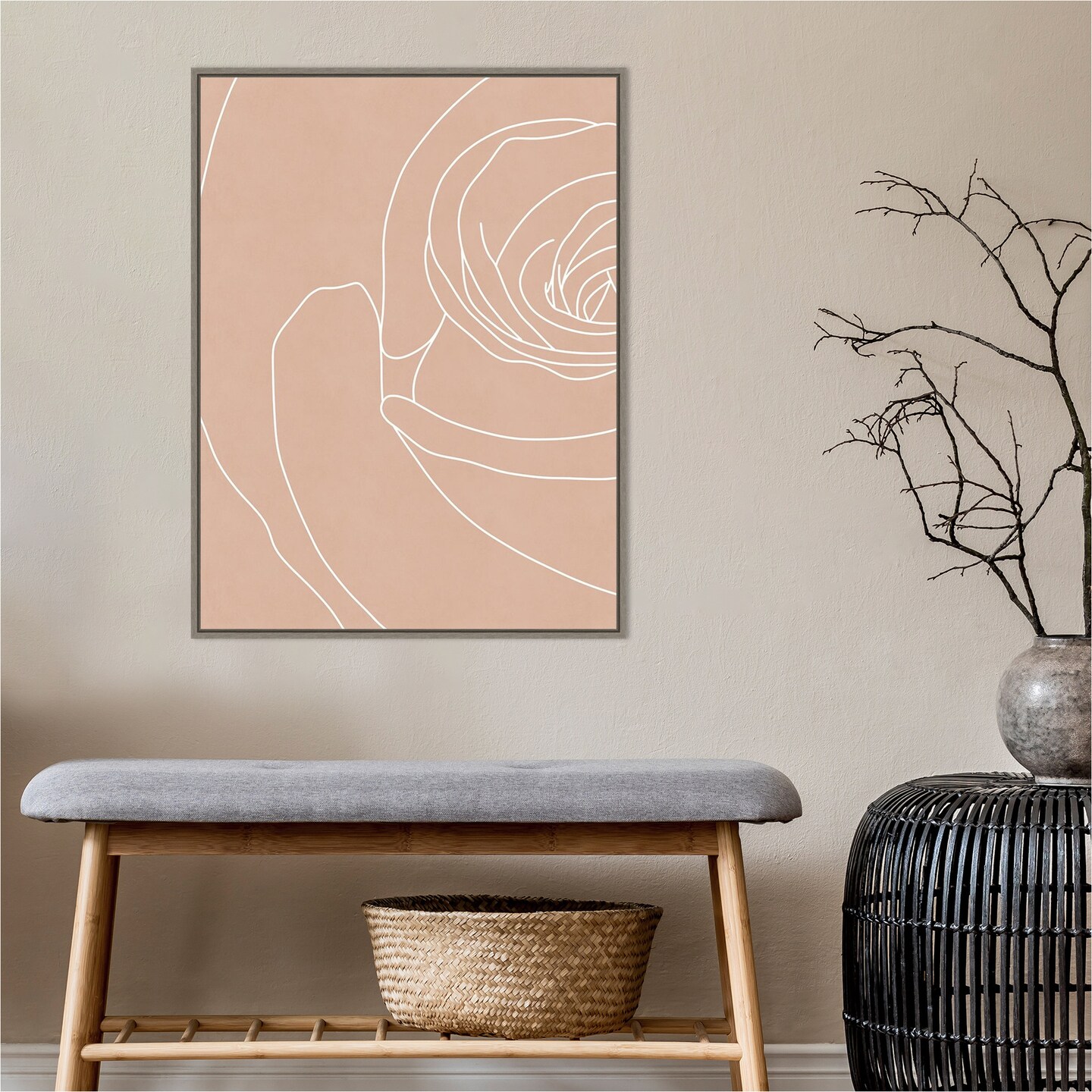 Blush Flowers III by Sarah Leonard Canvas Wall Art Print Framed