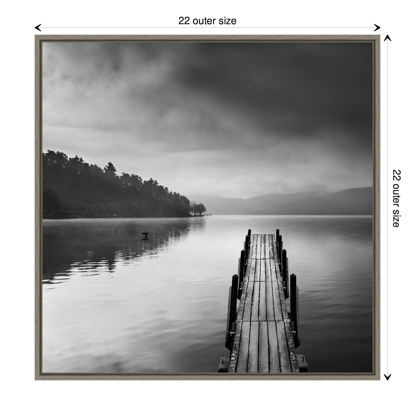 Lake view with Pier II by George Digalakis Canvas Wall Art Print Framed