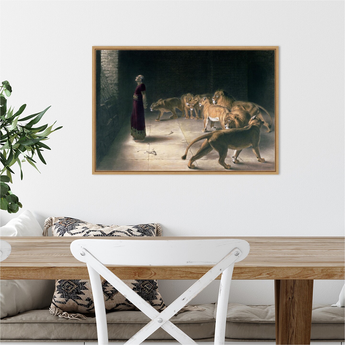 Daniel in the Lions Den 1892 by Briton Riviere Canvas Wall Art Print Framed