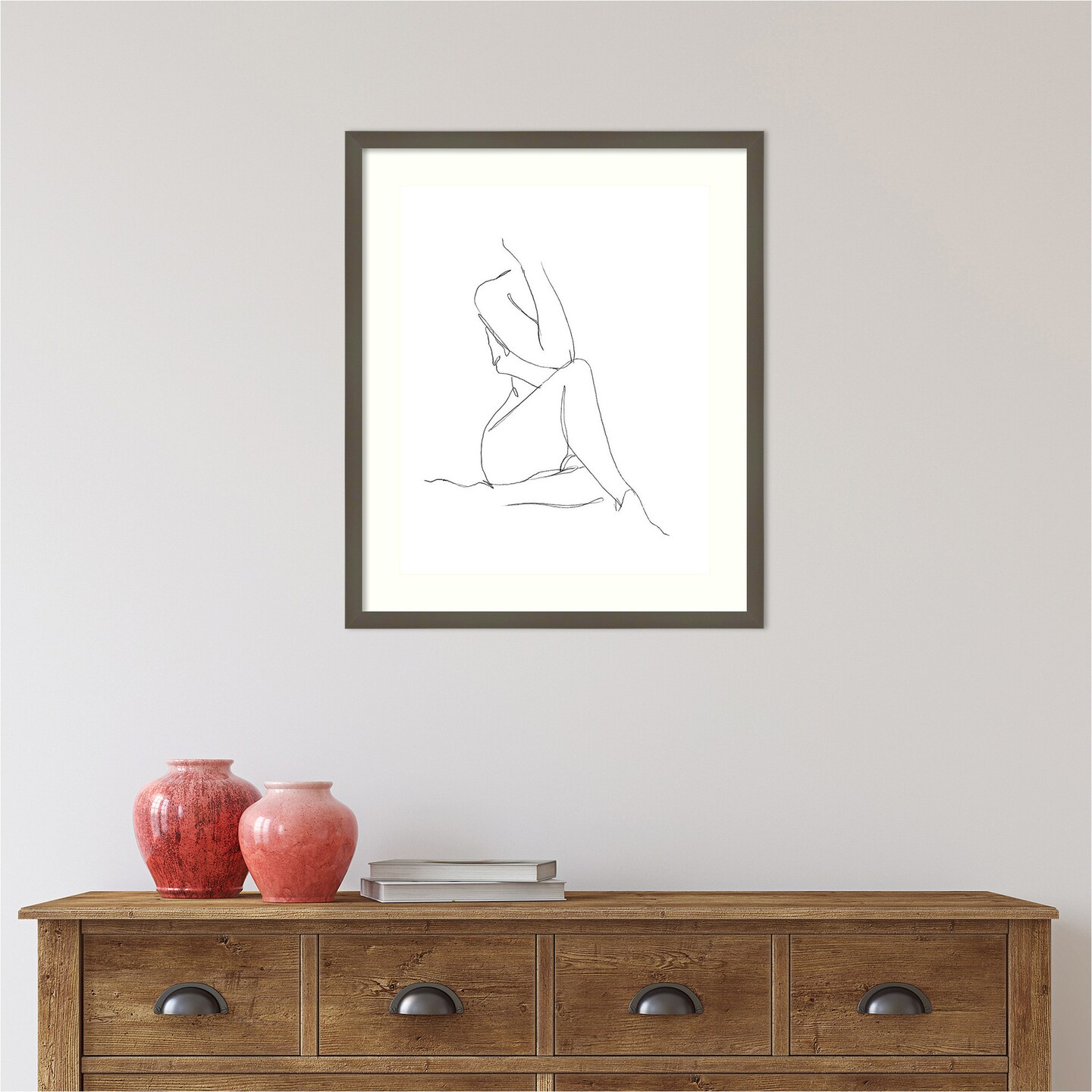 Nude Contour Sketch I by Ethan Harper Wood Framed Wall Art Print