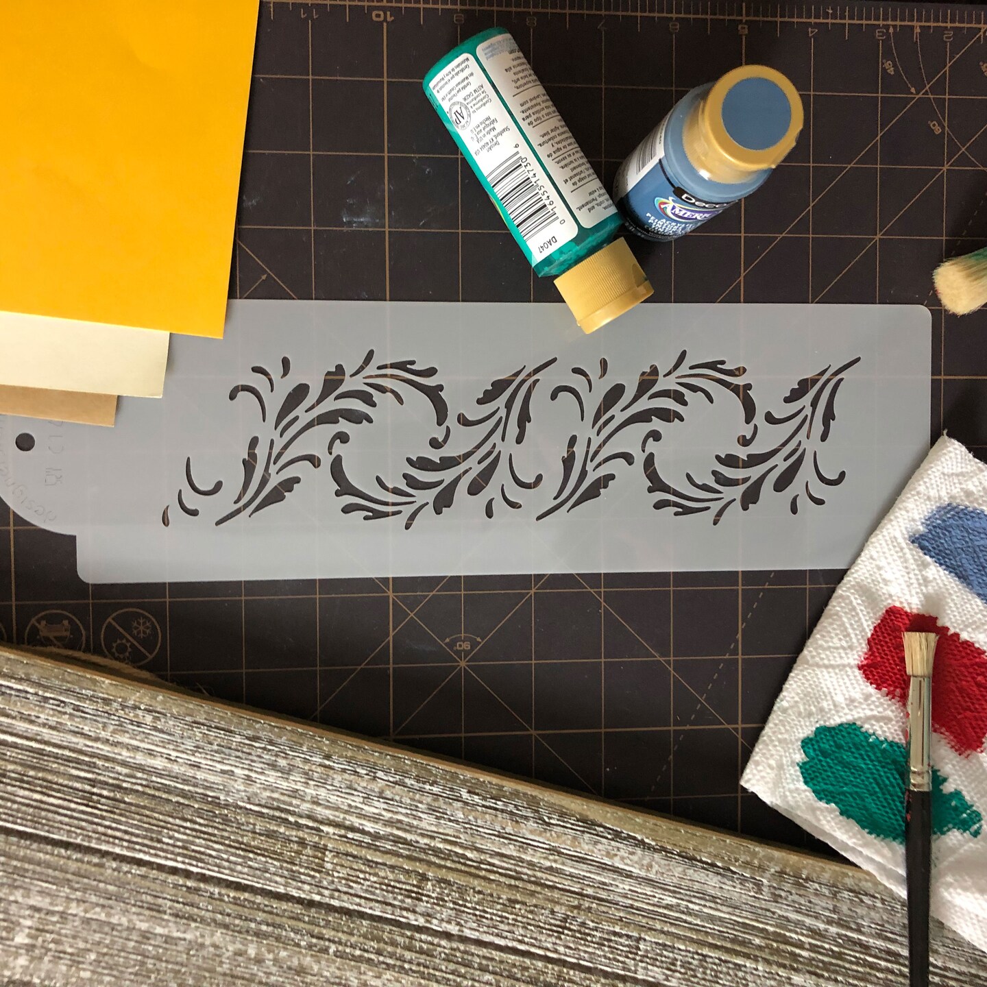 Feathered Scroll Cake Stencil Side | C160T by Designer Stencils | Cake Decorating Tools | Baking Stencils for Royal Icing, Airbrush, Dusting Powder | Reusable Plastic Food Grade Stencil for Cakes | Easy to Use &#x26; Clean Cake Stencil