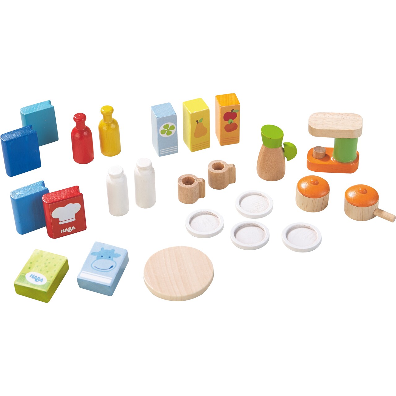 HABA Little Friends Dollhouse Kitchen Accessories - 24 Piece Set for 4&#x22; Bendy Dolls