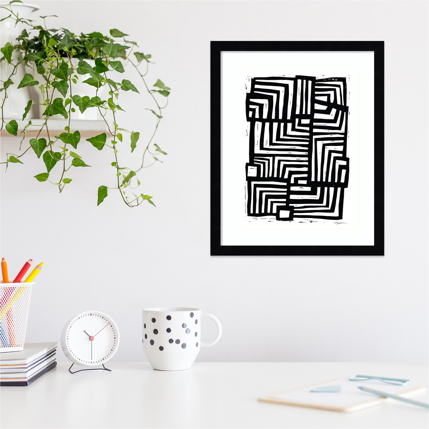 Moving Lines by Statement Goods Wood Framed Wall Art Print